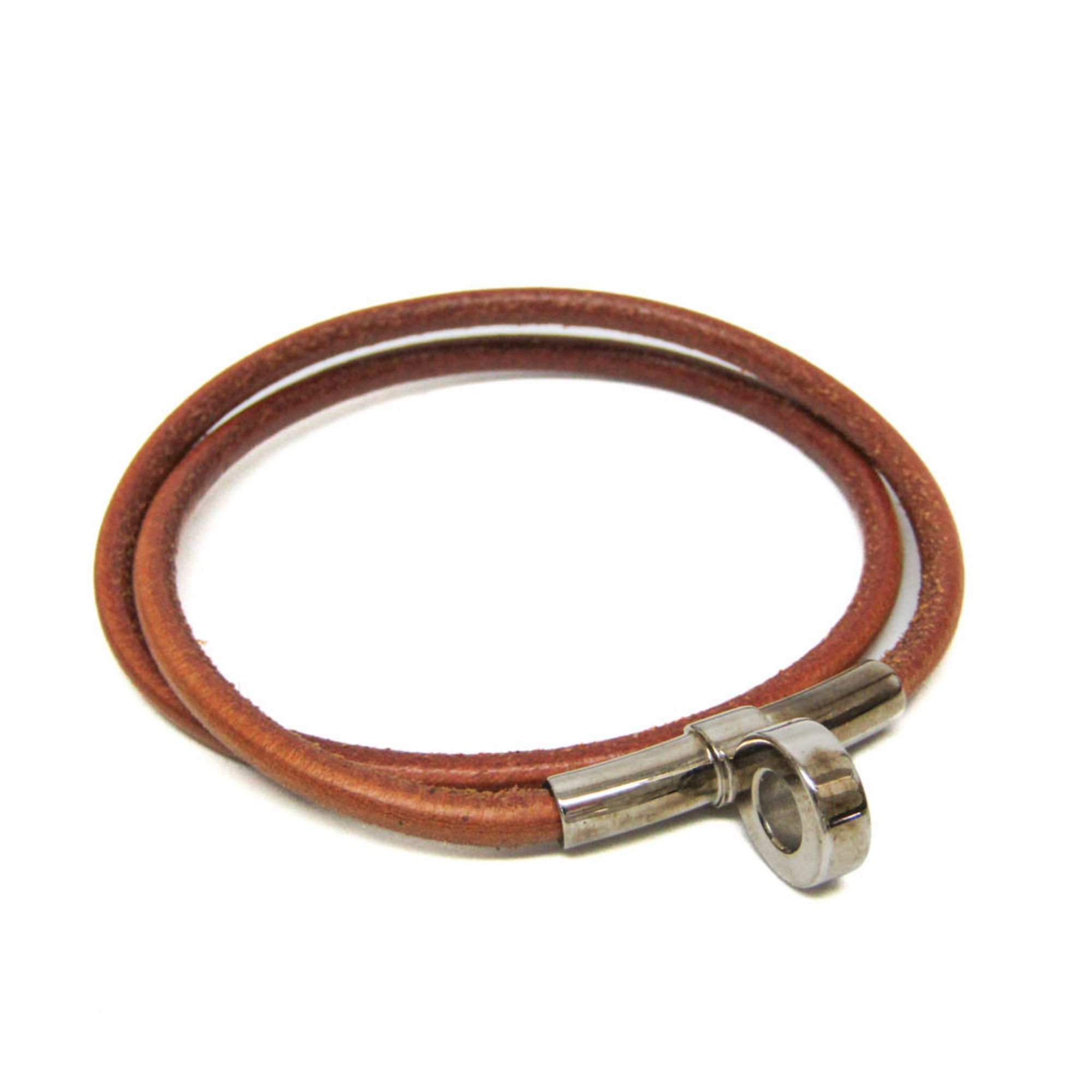 Hermes Hermes Kite Choker Leather,Metal Bangle Brown,Silver Size ONE SIZE - 1 Thumbnail