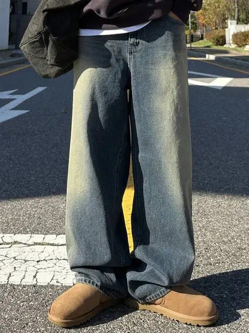 Japanese Brand Washed Skate Baggy Denim Jeans Loose Fit Size US 33 - 1 Thumbnail