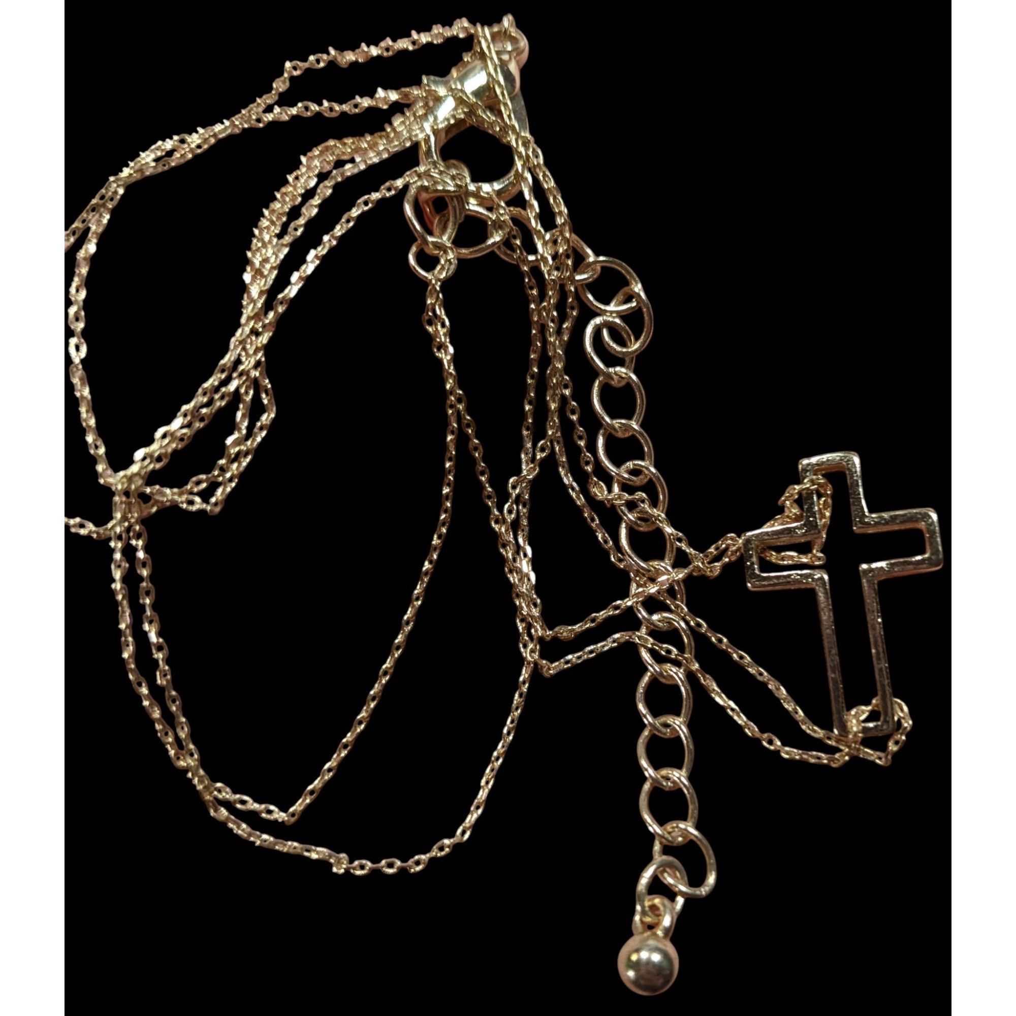 Other Religious Sideways Open Cross Pendant Gold Tone Necklace Size ONE SIZE - 3 Thumbnail