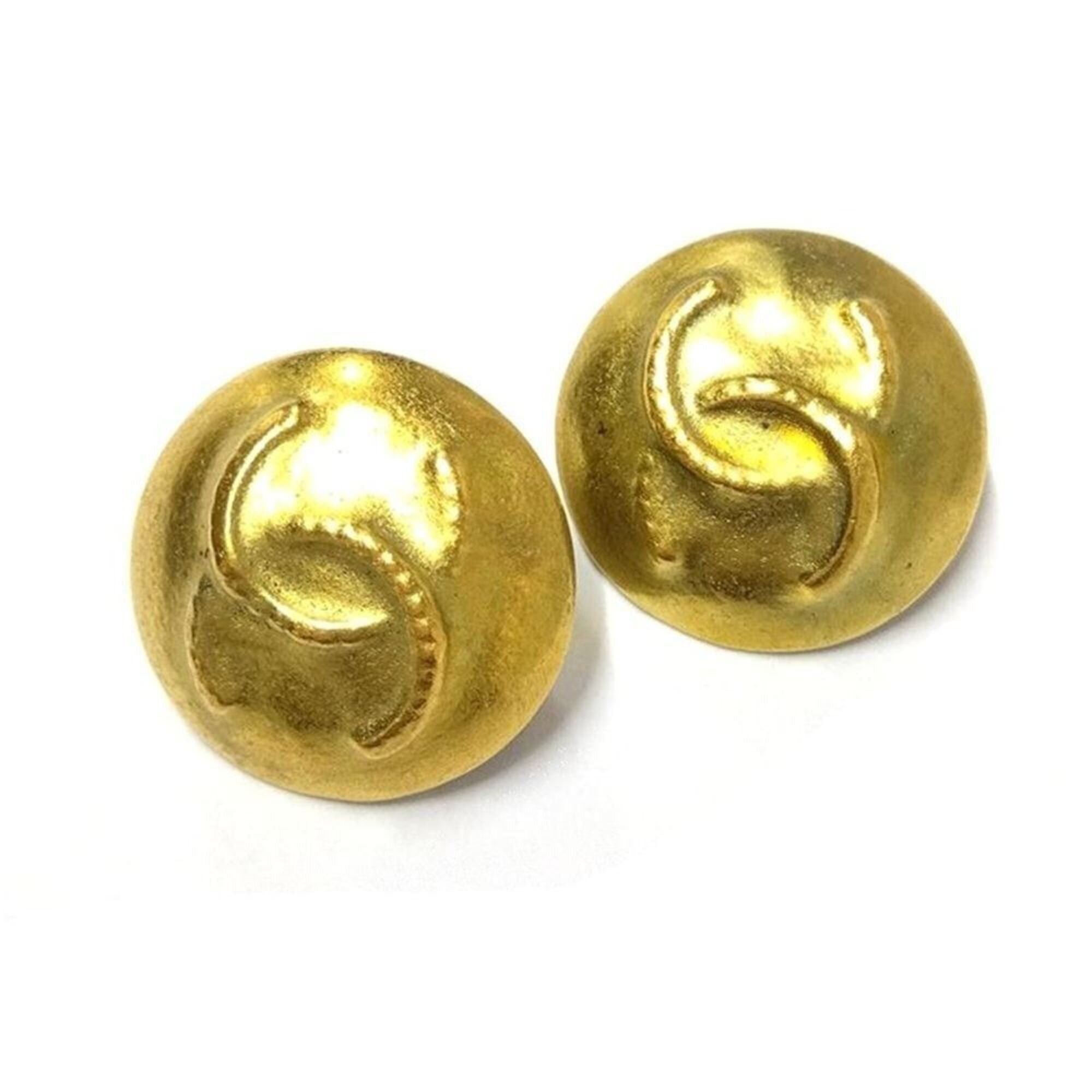 Chanel Chanel Coco Mark Round Circle Earrings 95C GPg Gold Size ONE SIZE - 1 Thumbnail