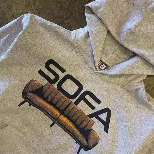 Japanese Brand × Vintage Gray washed vintage sofa printed cotton hoodie Size US L / EU 52-54 / 3 - 3 Thumbnail