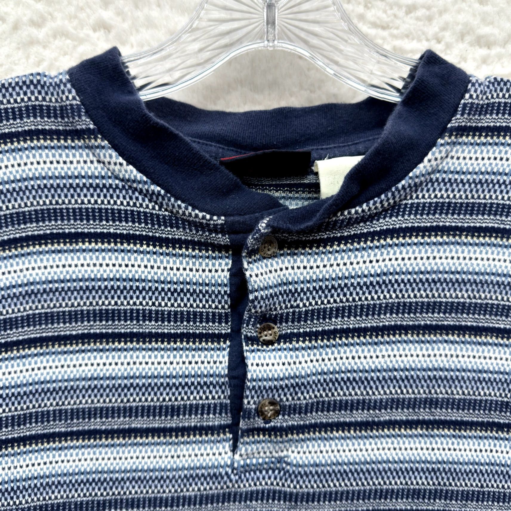 Faded Glory VINTAGE 90s Y2K Henley Sweater XL Mens Blue Striped Grandpa Skater Grunge Rugby Shirt Size US XL / EU 56 / 4 - 3 Thumbnail