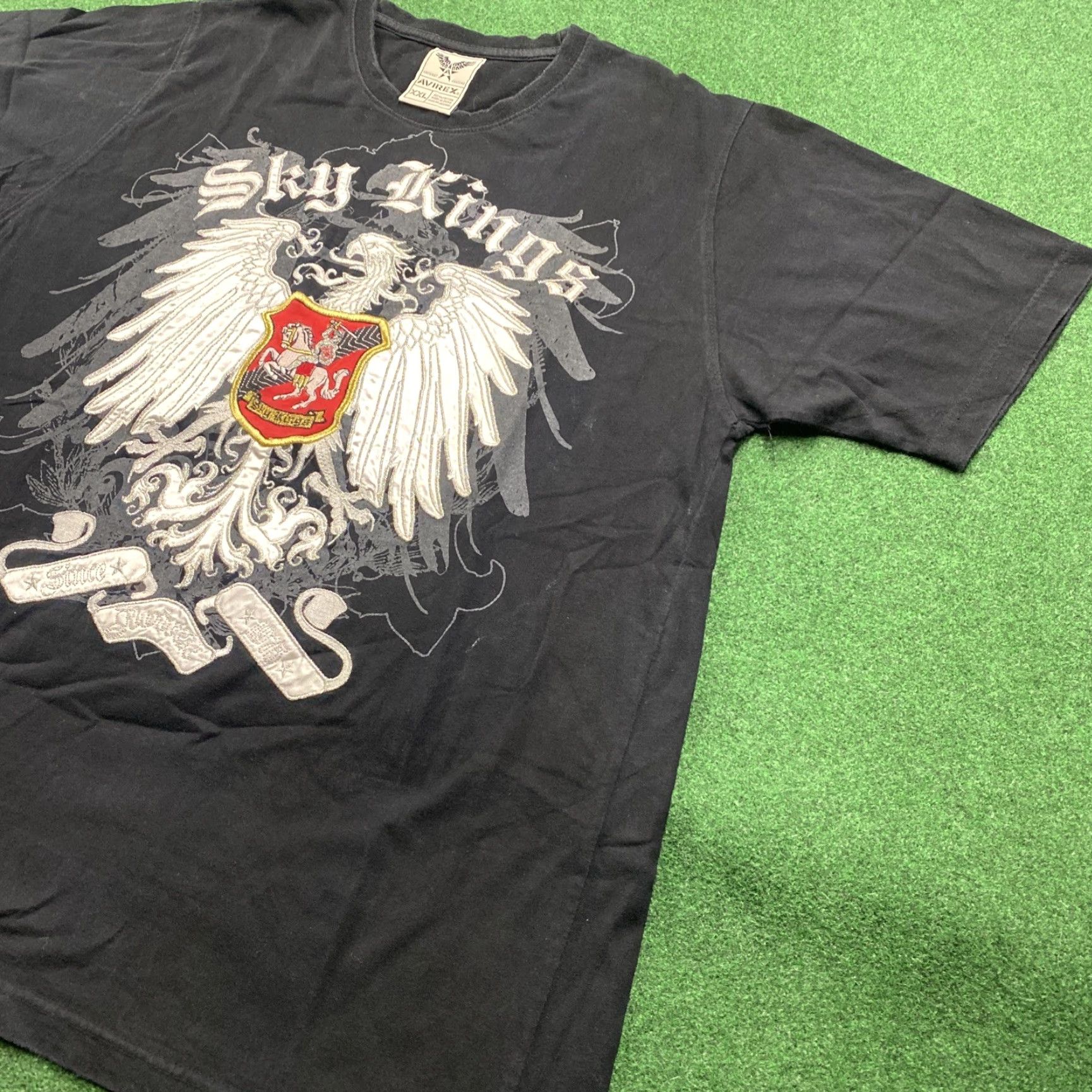 Avirex VINTAGE Avirex Shirt Mens 2XL Black 90S Y2K Sky Kings Emo Grunge Punk Baggy Tee Size US XXL / EU 58 / 5 - 2 Thumbnail