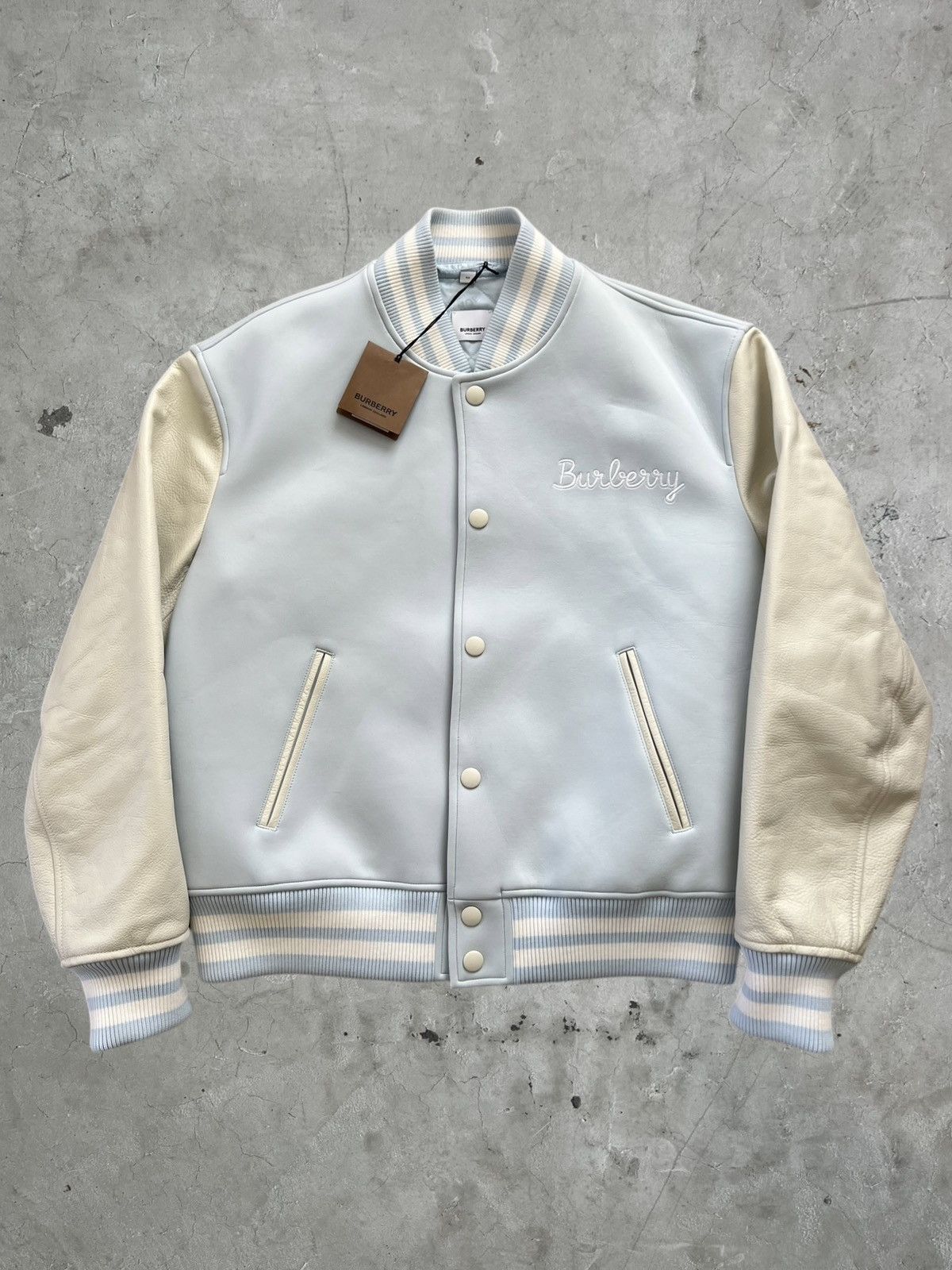 Burberry Burberry Embroidered Graphic Leather Varsity Jacket Size US M / EU 48-50 / 2 - 1 Thumbnail