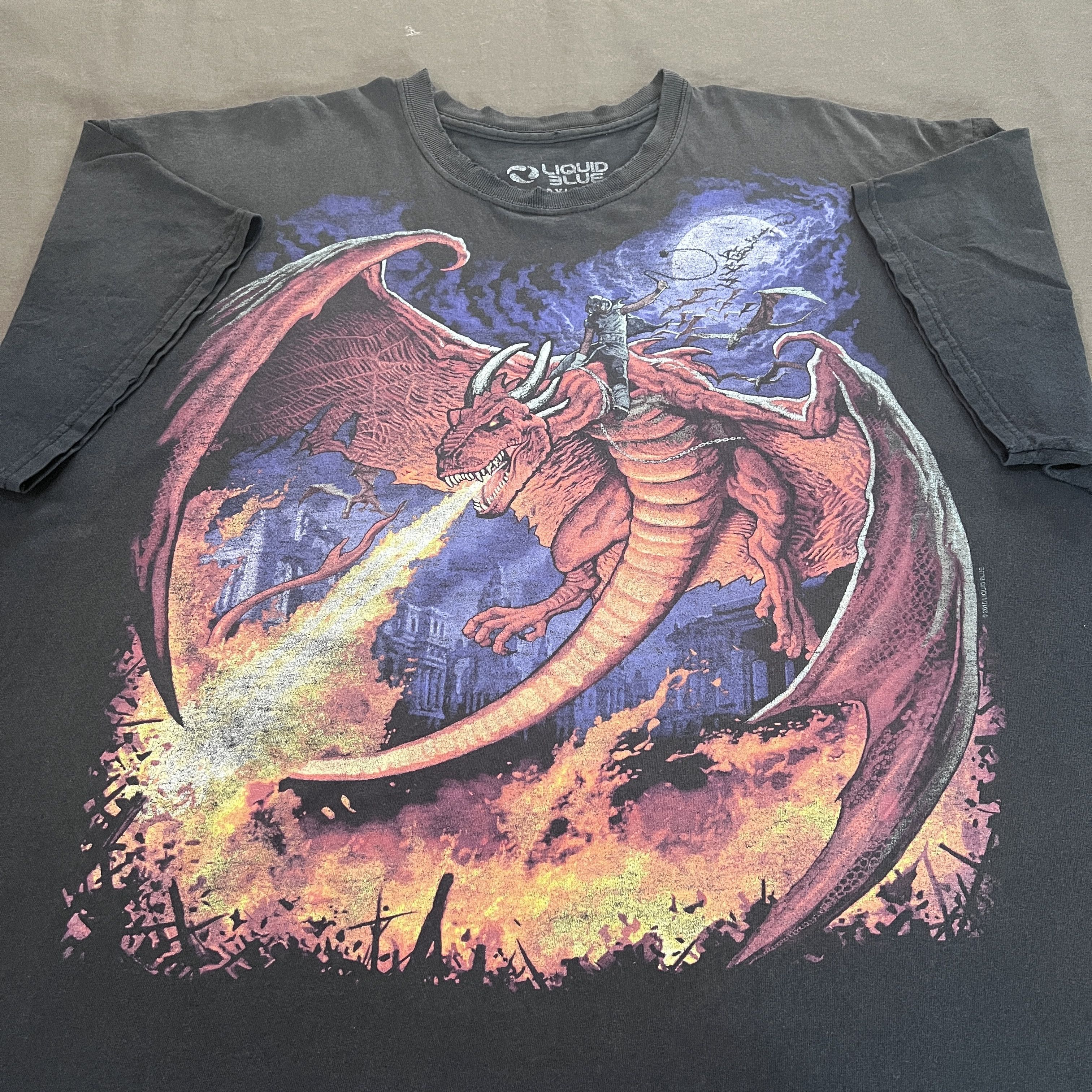 Liquid Blue 2015 Liquid Blue Dragon Warrior Skull Tee Faded 2XL Size US XXL / EU 58 / 5 - 5 Thumbnail
