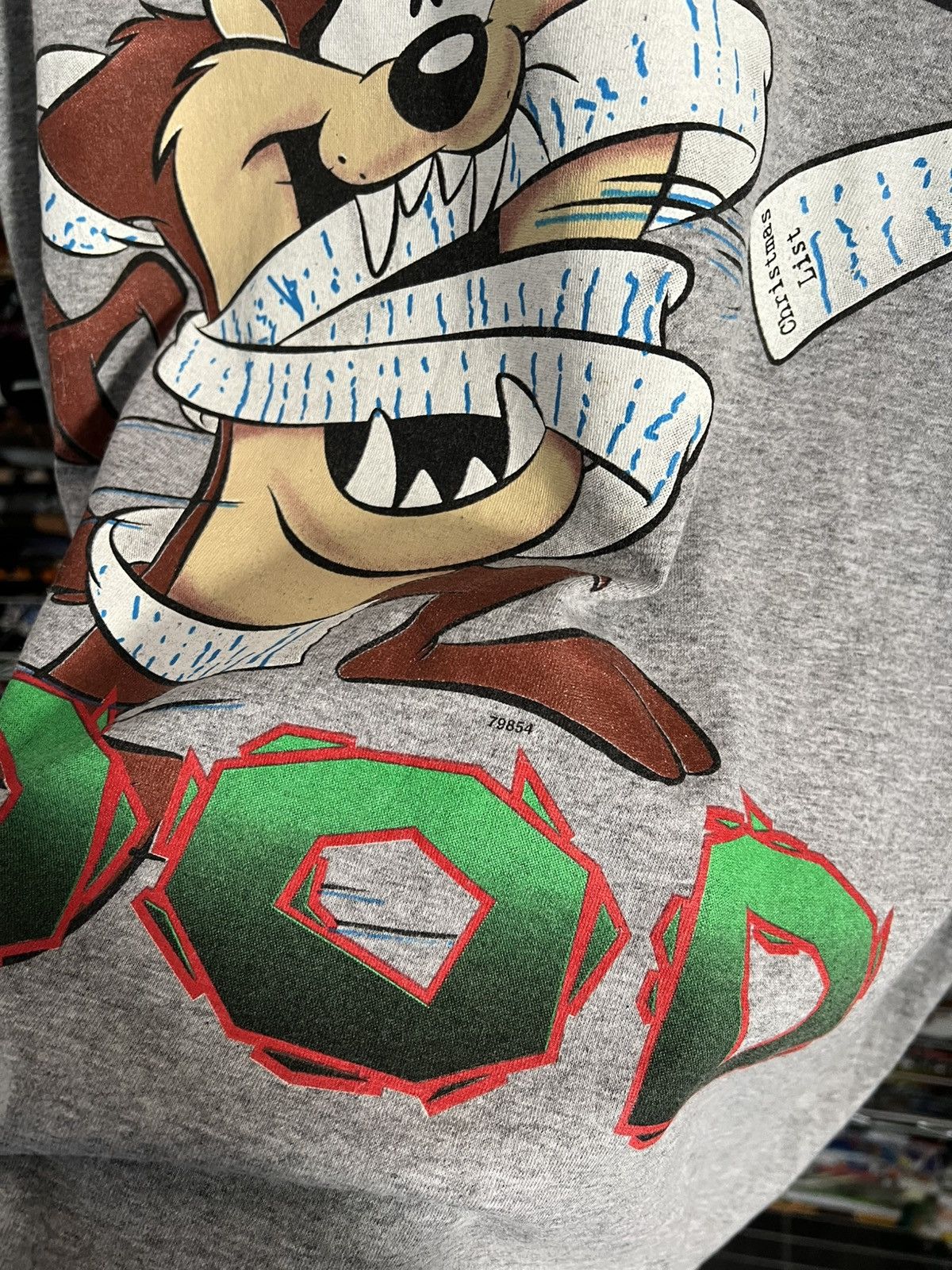 Warner Bros 1997 Taz All I Want For Christmas Is Food Looney Tunes Tee Size US L / EU 52-54 / 3 - 3 Thumbnail
