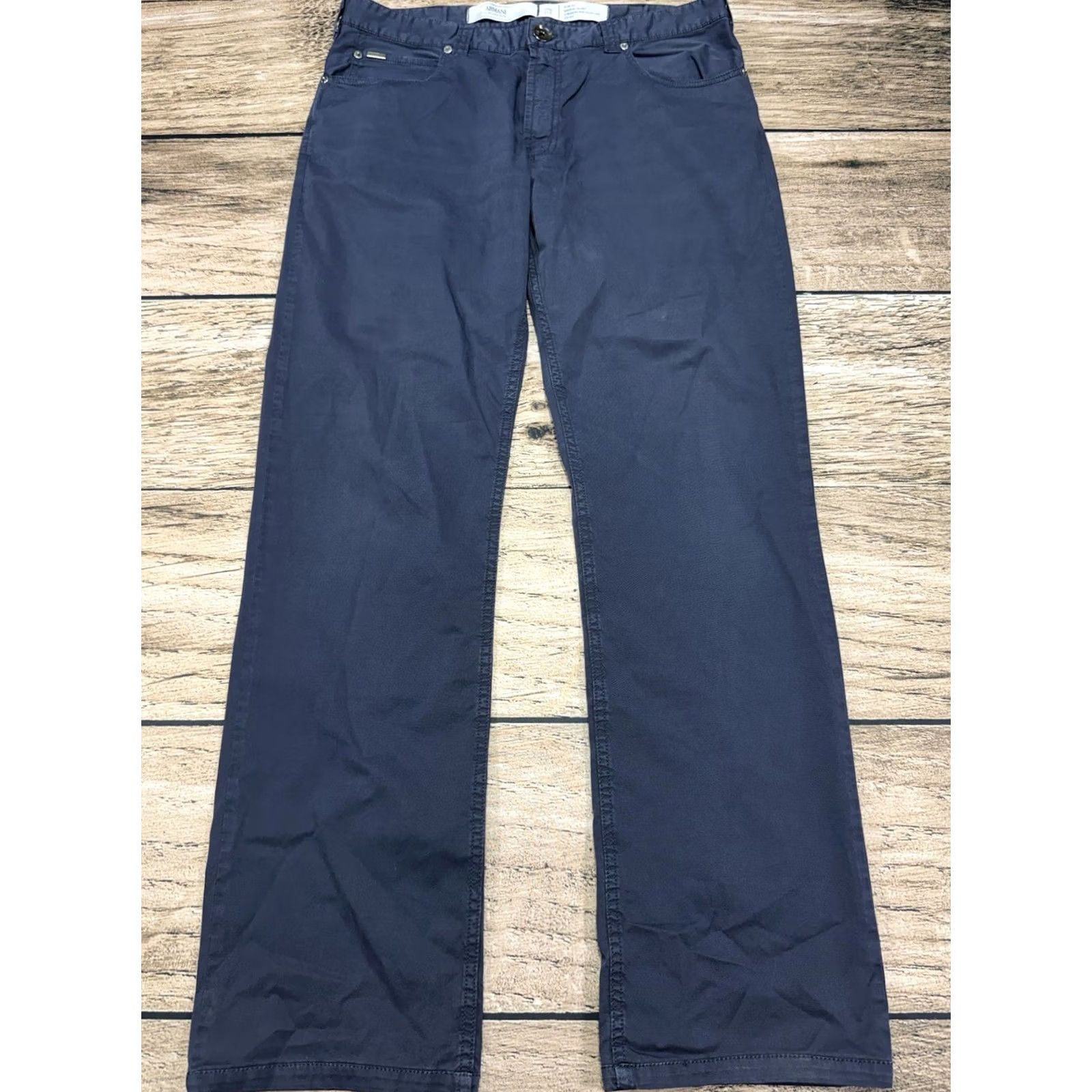 Armani Armani Collezioni Pants Mens 35 Navy Blue J15 Slim Straight Leg Stretch 5 Pocket Chinatown? Size US 35 - 3 Thumbnail