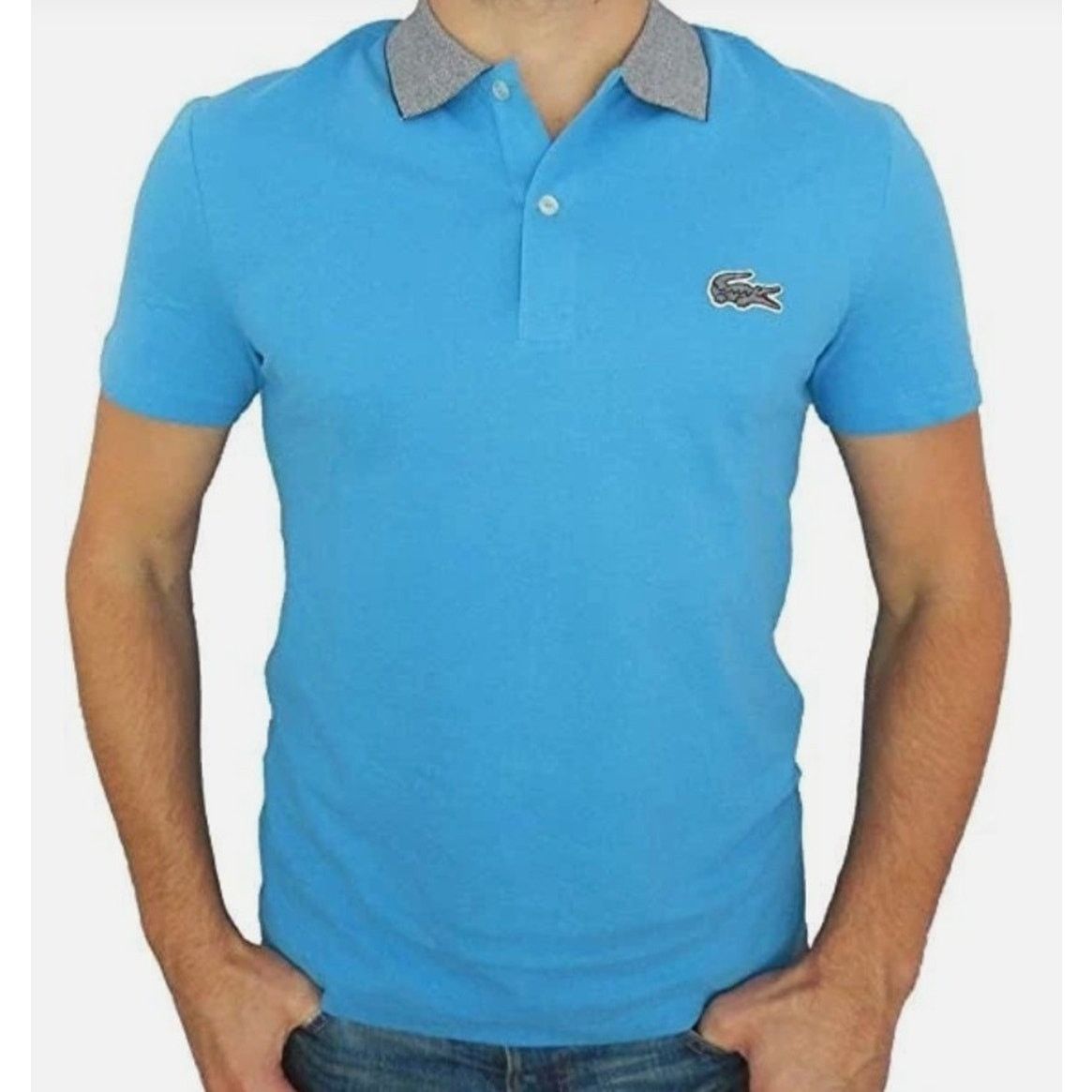 Lacoste Lacoste Men's Short Mini Regular Fit Caviar Croc Polo Blue 6 Size US XL / EU 56 / 4 - 1 Thumbnail