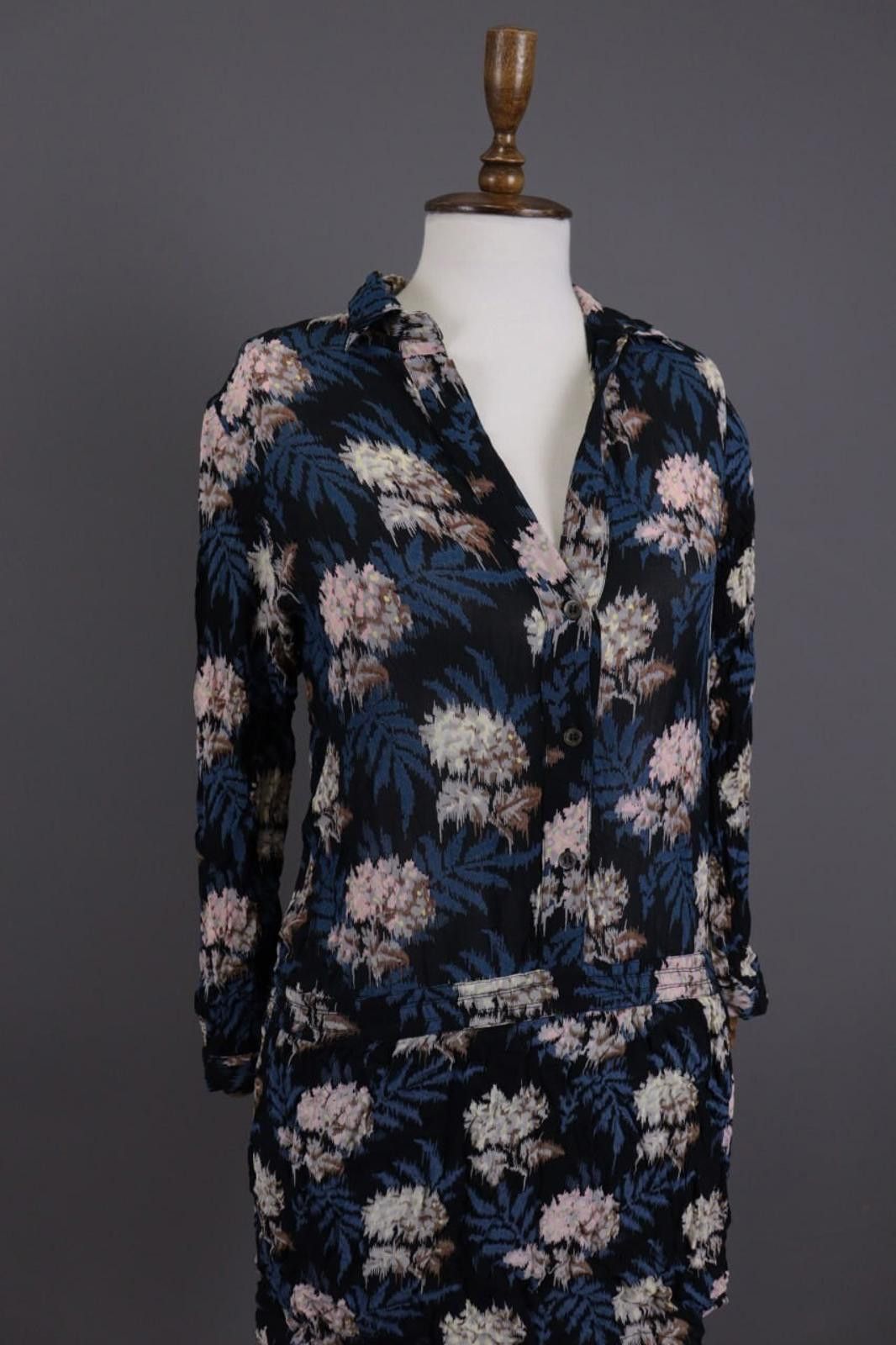 Gianni Valentino Ganni Multicolor Floral V-Neck A-Line Tunic Dress Size XS Size XS / US 0-2 / IT 36-38 - 8 Thumbnail