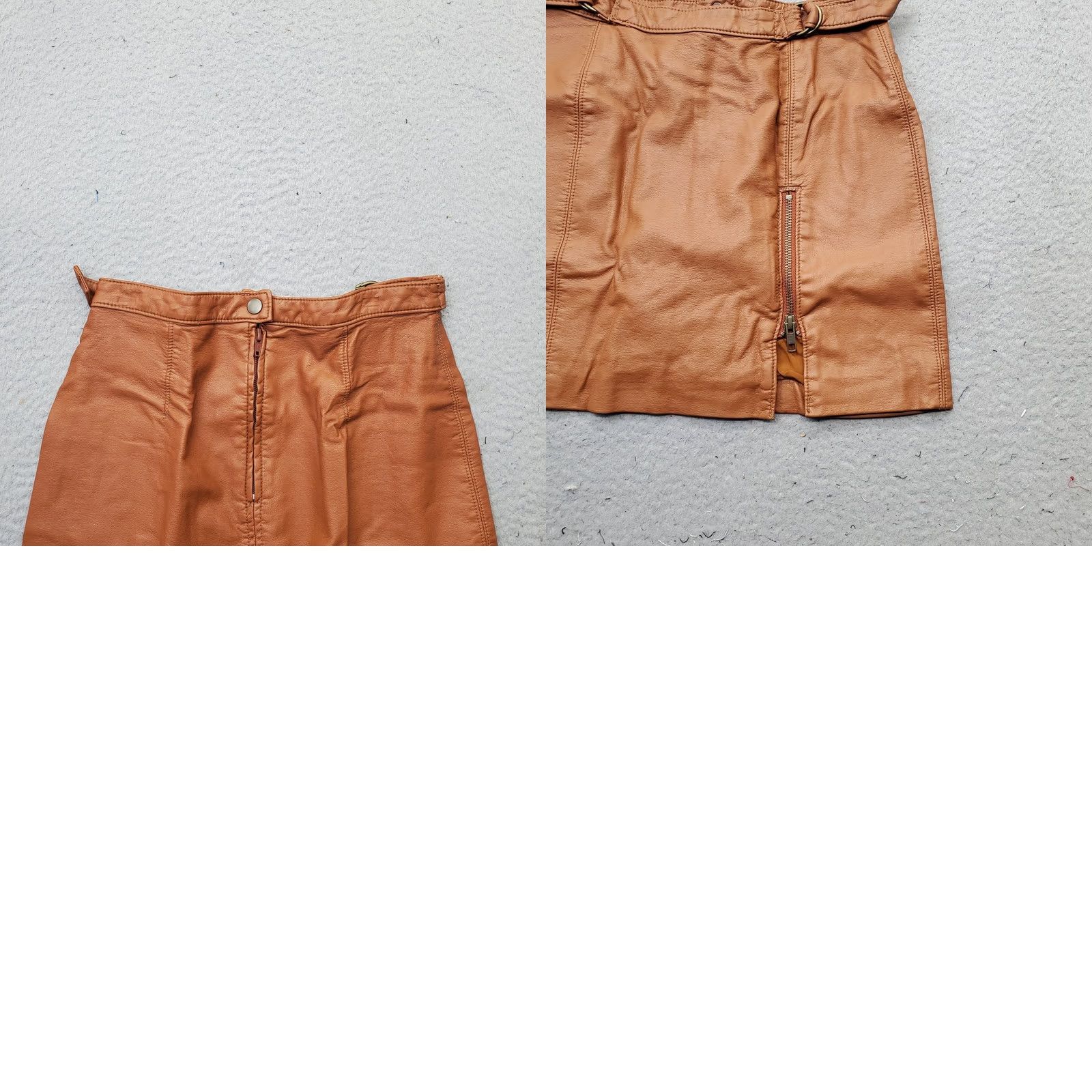 Free People Free People Skirt Women Size 0 Mini Faux Leather Lined Zip Slit Tan Brown 90s? Size 25" / US 0 / IT 36 - 8 Thumbnail