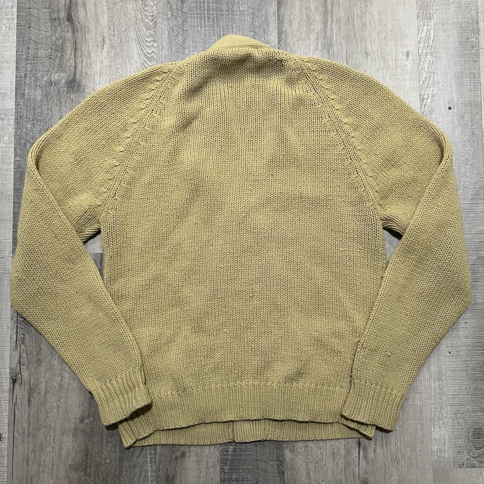 Vintage VTG Cable Knit Beige Two Pocket Cottagecore Cardigan Sweater Size US M / EU 48-50 / 2 - 2 Thumbnail