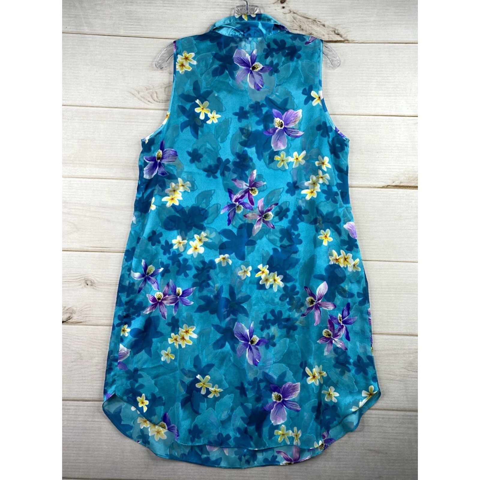 Vintage VINTAGE Secret Treasures Nightgown Womens XL Blue Floral Satin Sleeveless Boho Nightgown Cam i Gown Spring Summer Womens Size ONE SIZE - 7 Thumbnail