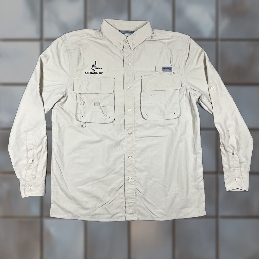 Vintage Banana Boat Shirt Men Medium Beige UPF 50+ Long Sleeve Button Up Solid BVI Theme Size US M / EU 48-50 / 2 - 1 Thumbnail