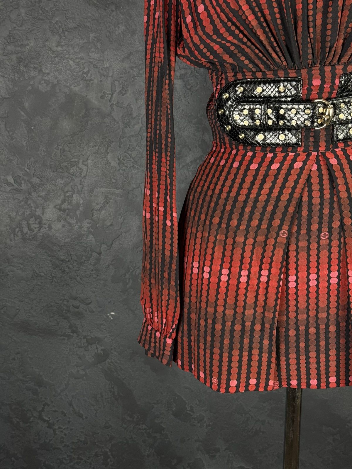 Gucci Rare! Gucci Vintage Women’s Silk Mini Dress Leather Belted Size S / US 4 / IT 40 - 8 Thumbnail
