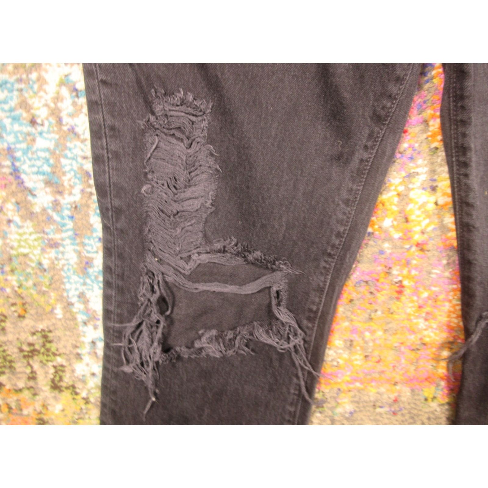 SLVRLAKE SLVRLAKE Jeans Womens 27 London Distressed Straight Cropped 100% Cotton Black Denim Size 27" / US 4 / IT 40 - 6 Thumbnail