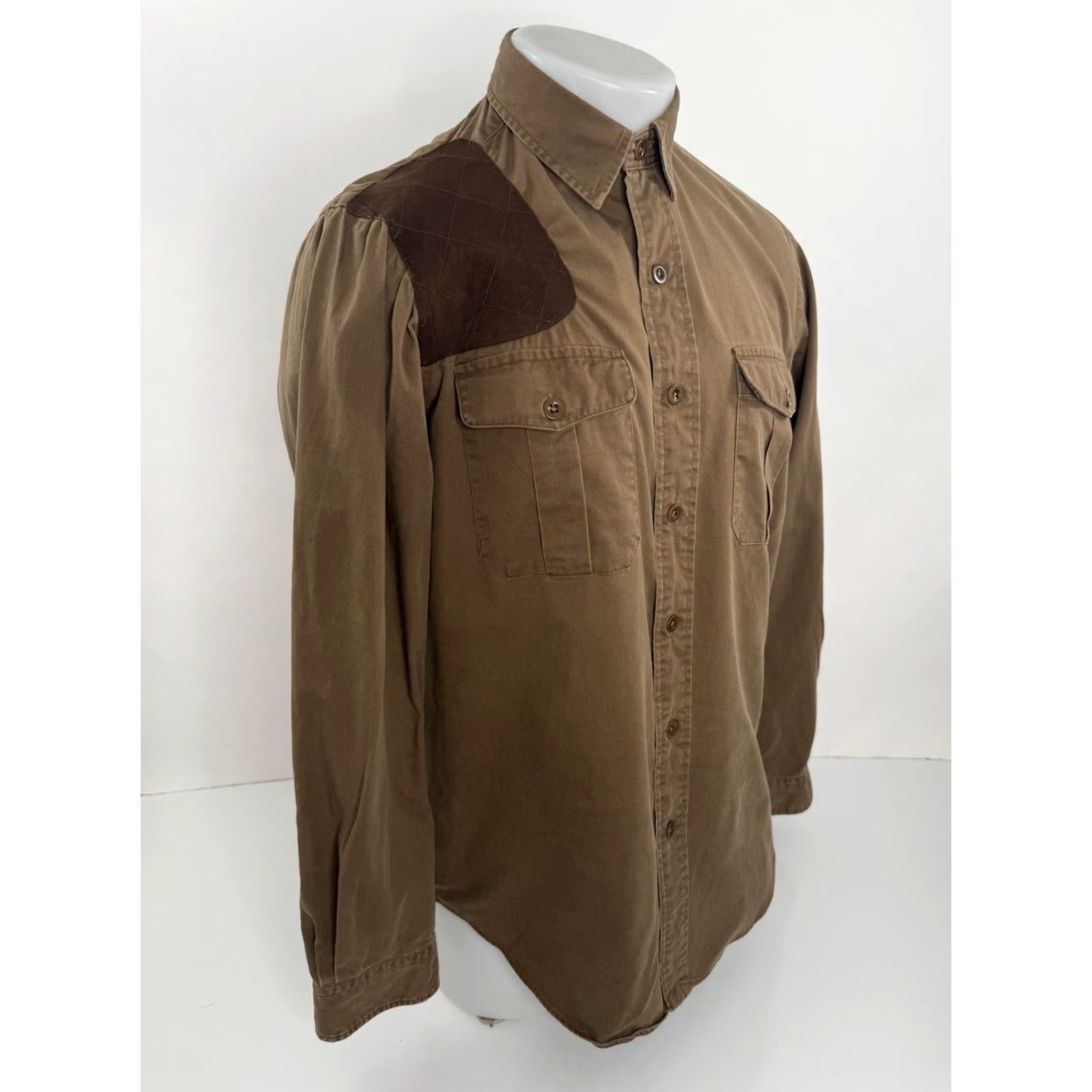 Polo Ralph Lauren Polo Ralph Lauren Shirt Mens M Shoulder Patch Shooting Style Button-Up Long Sleeve Brown 90s Mens Shirt Size US M / EU 48-50 / 2 - 3 Thumbnail