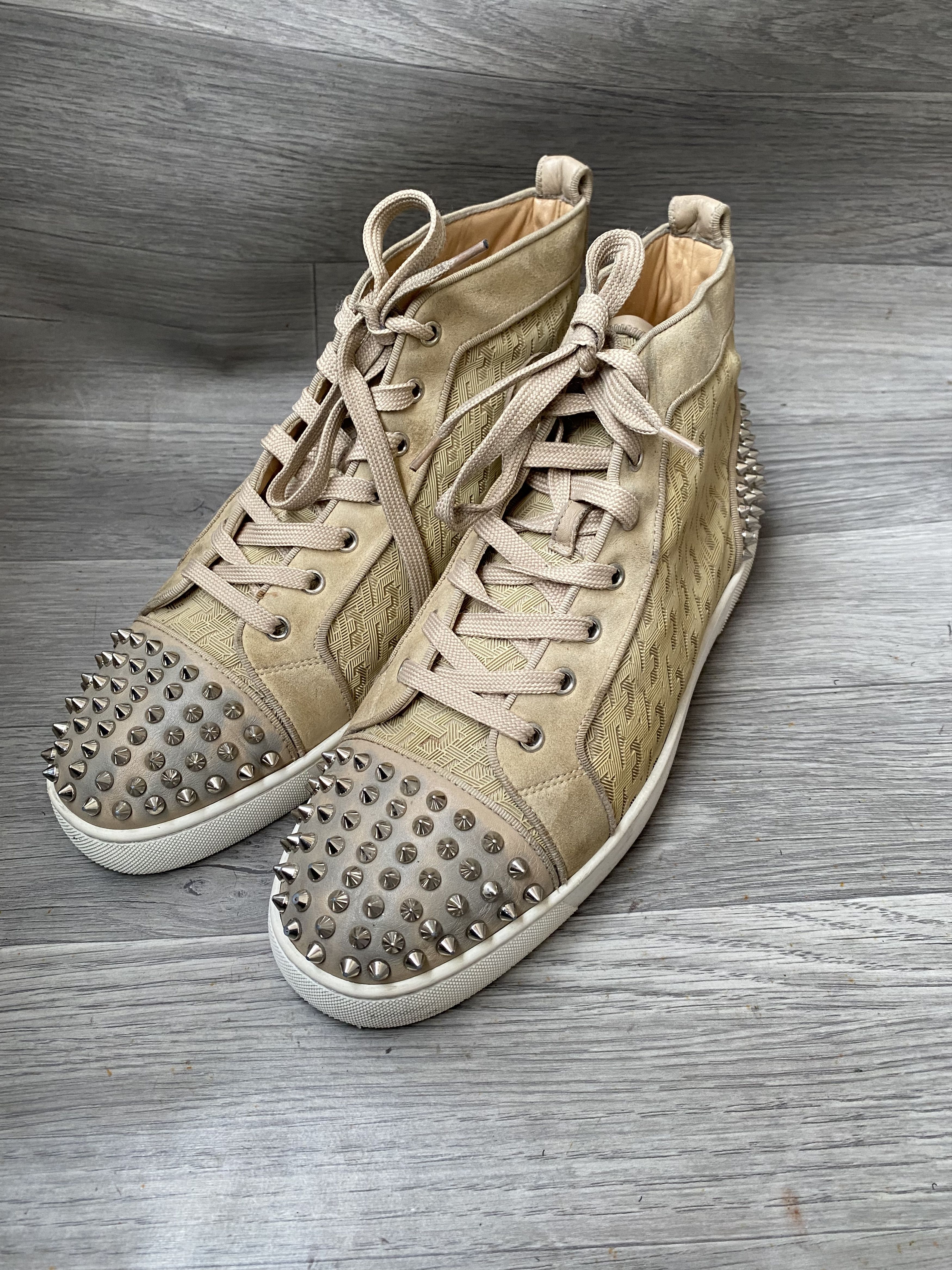 Christian Louboutin Christian loubotin beige hi-top sneakers Size US 11 / EU 44 - 5 Thumbnail