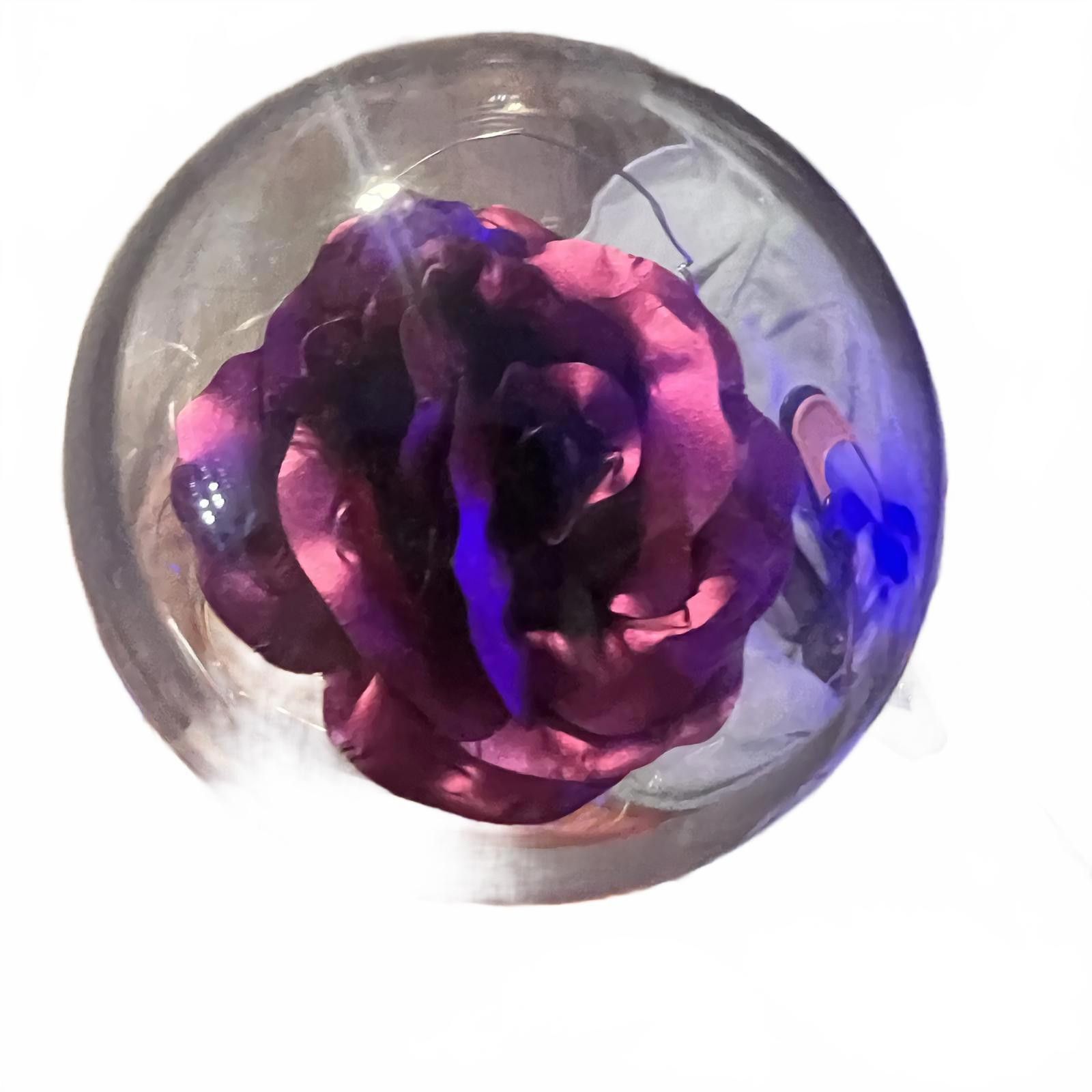 Other Artificial Rose in Glass Dome with Wooden Base with Lights Size ONE SIZE - 3 Thumbnail
