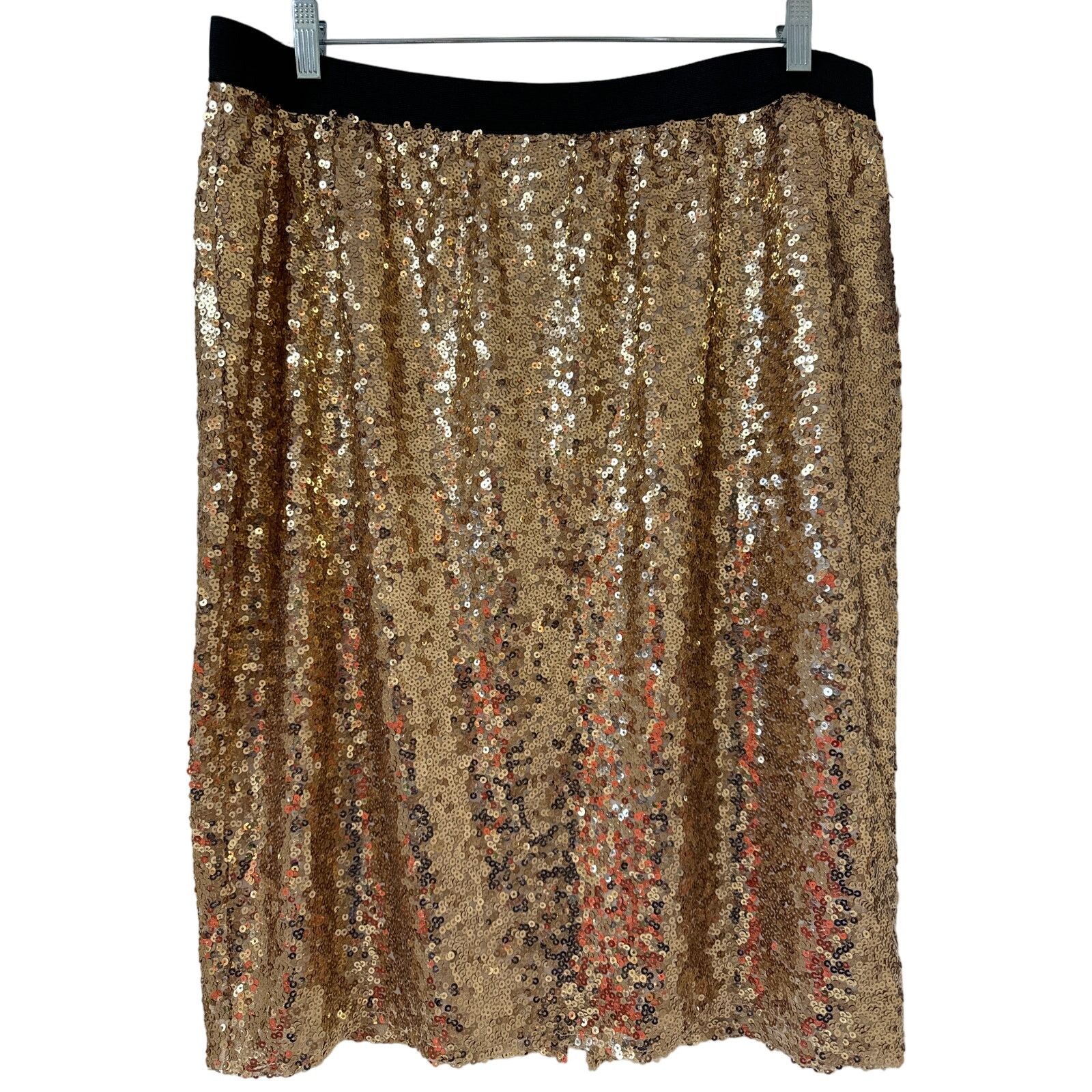 Worthington Worthington Woman 0X (XL) Gold Sequin Below Knee Skirt Size 36" / US 14 / IT 50 - 1 Thumbnail
