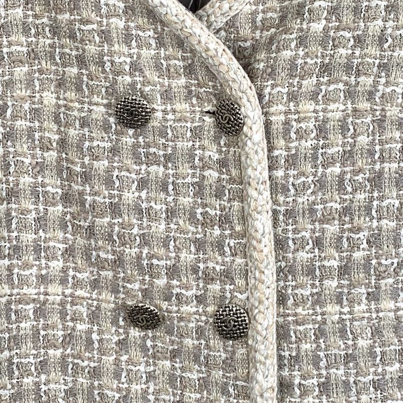 Chanel ChanelGrey beige braided double-breasted long-sleeved coat Size M / US 6-8 / IT 42-44 - 4 Thumbnail