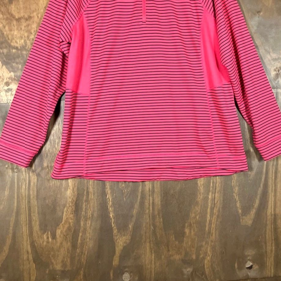 Talbots T by Talbots Womens Sweater Pink Black Striped UPF 50+ 1/4 Zip Stretch XL Pullover Knit Shirt Womens Size XL / US 12-14 / IT 48-50 - 3 Thumbnail
