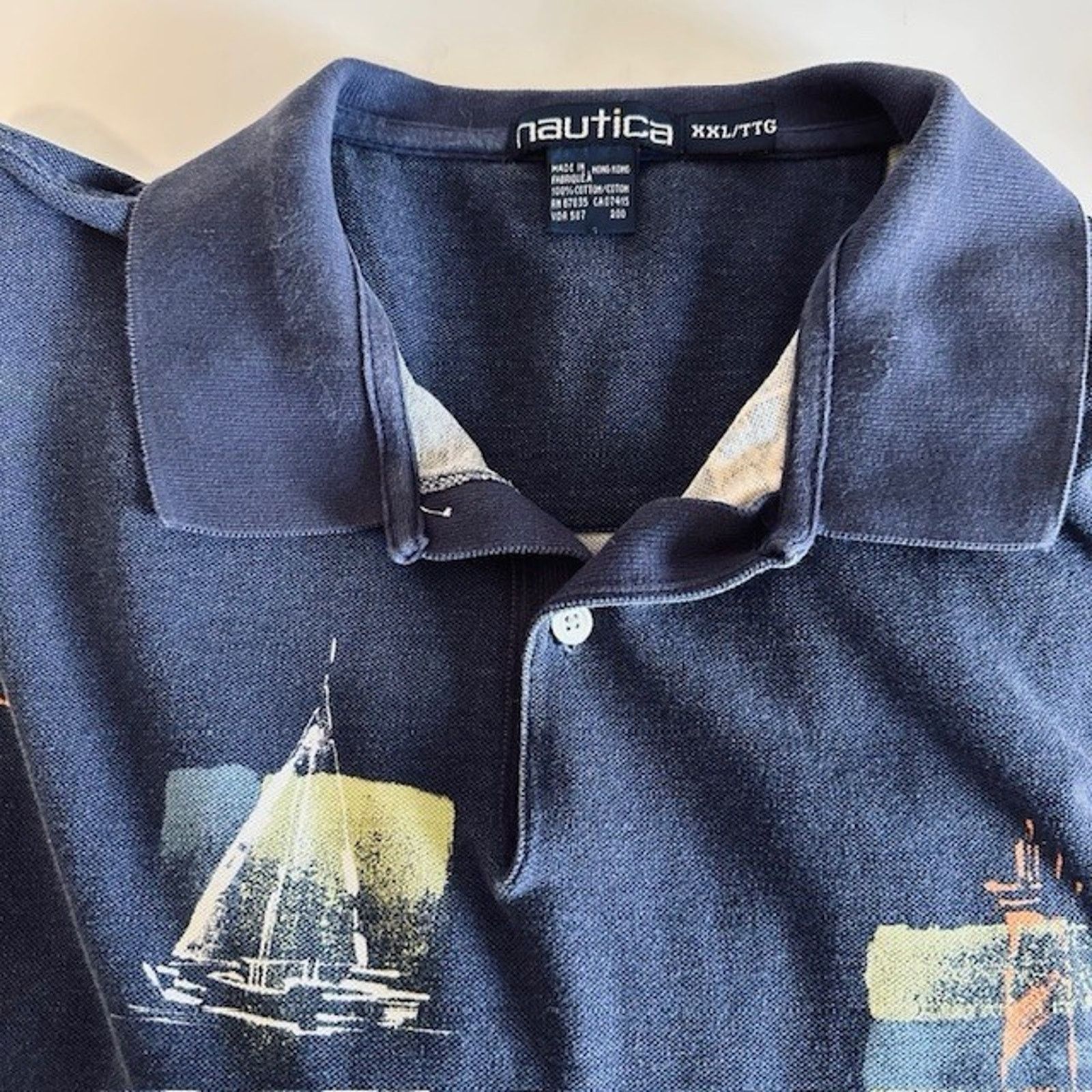 Nautica Nautica Vintage Lighthouse & Sailboat Print Polo Mens XXL Size US XXL / EU 58 / 5 - 14 Thumbnail