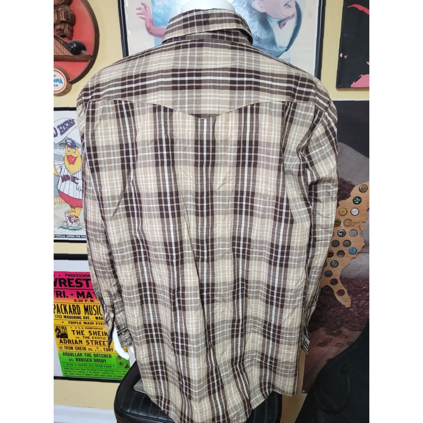Vintage Brit & Bridle Western Shirt 2XL Long Sleeve Plaid Snap Button Up Brown Cotton Blend Men XXL Size US XXL / EU 58 / 5 - 3 Thumbnail