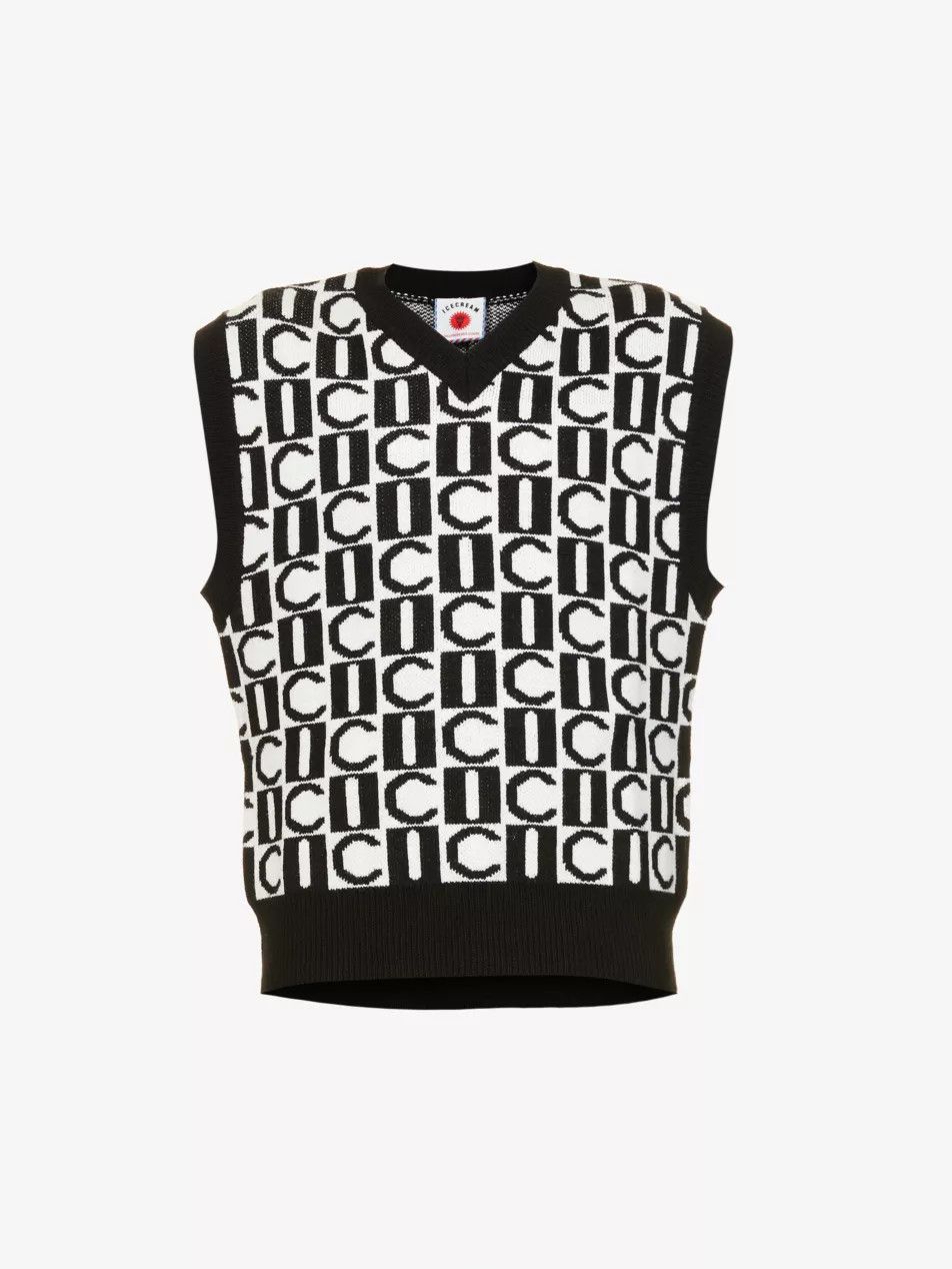 Icecream o1mle1025 Checker V-Neck Knitted Vest in Black/White Size US S / EU 44-46 / 1 - 1 Thumbnail