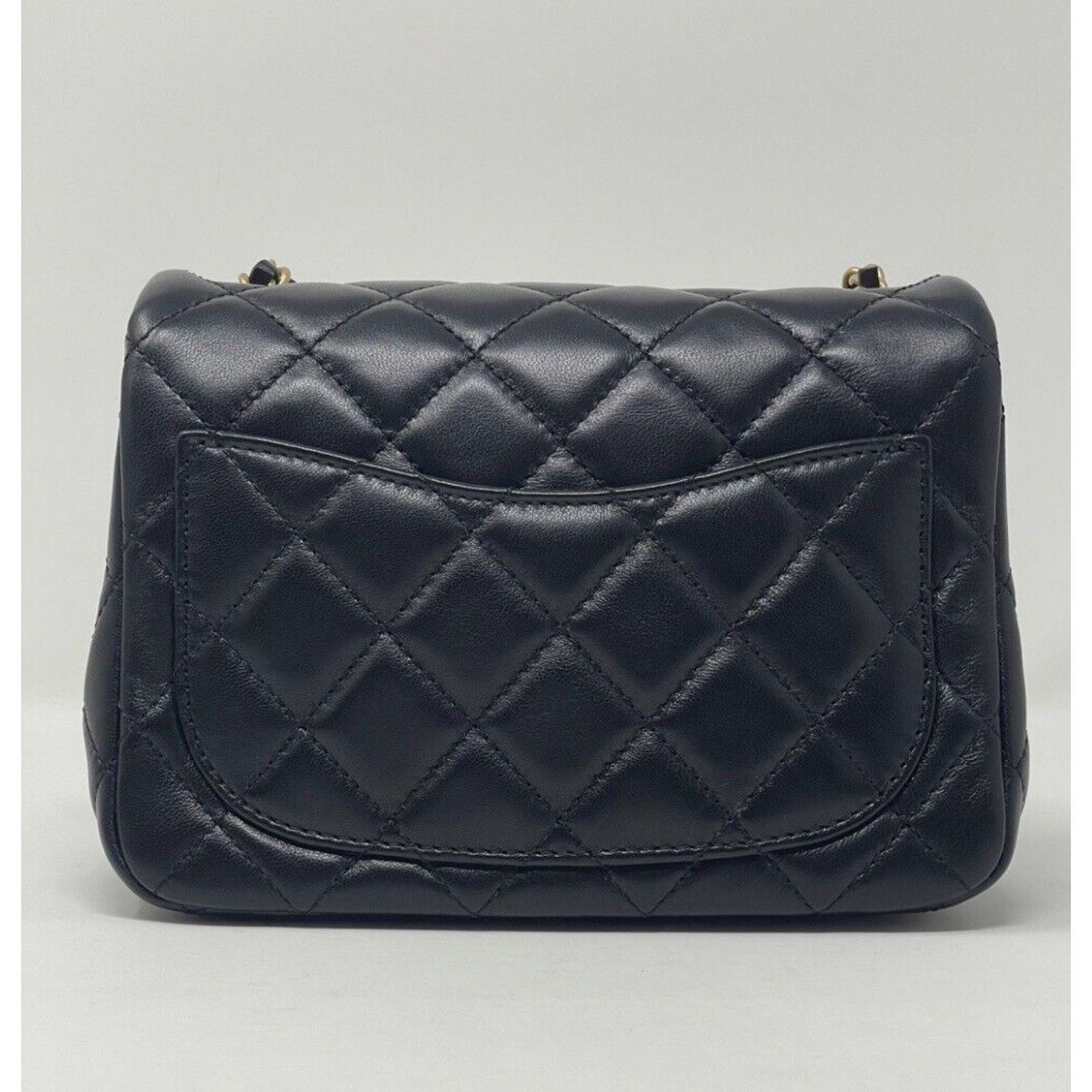 Chanel CHANEL 2022 Black Mini Square Pearl Crush Lambskin Flap Bag Size ONE SIZE - 9 Thumbnail