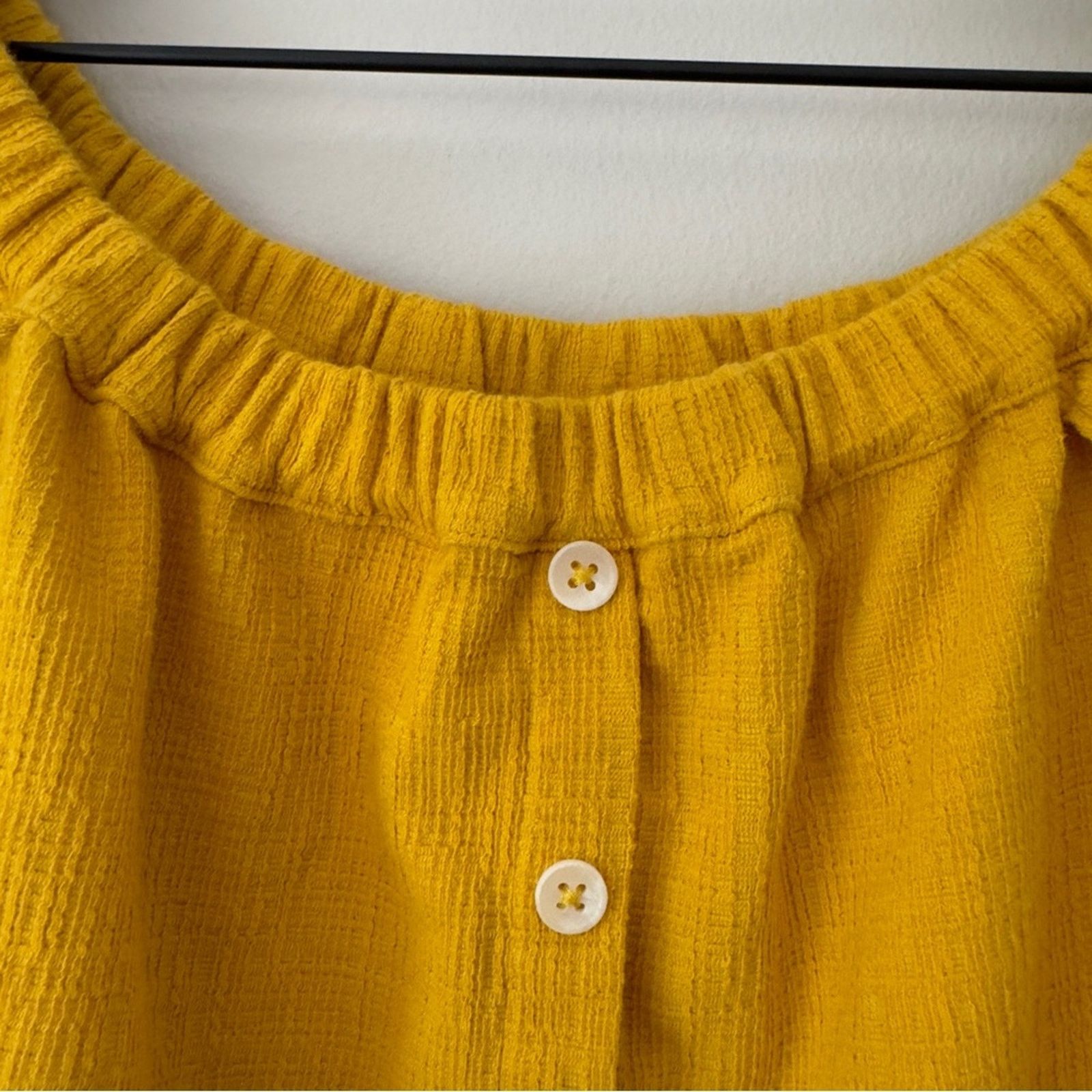 Madewell Madewell Texture & Thread Off The Shoulder Top Button Front Size S / US 4 / IT 40 - 4 Thumbnail