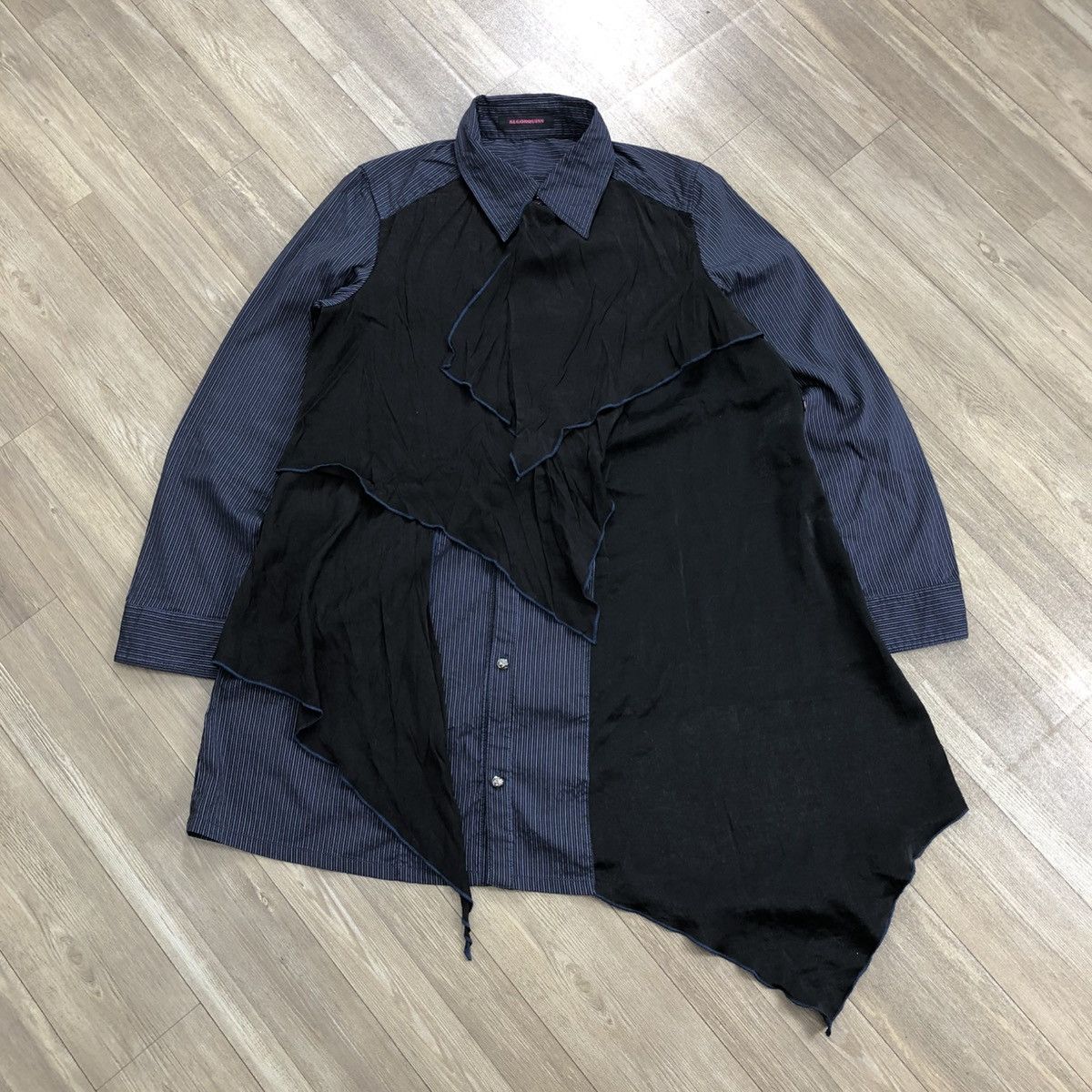 If Six Was Nine × Japanese Brand × Le Grande Bleu (L.G.B.) 2000s Algonquins Bondage Punk LGB GOA Striped Button Up Size US M / EU 48-50 / 2 - 1 Thumbnail