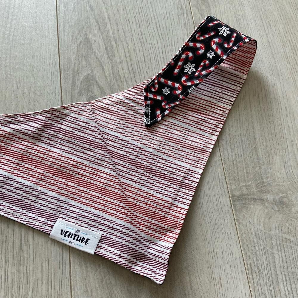 Designer Venture Dog Co Candy Cane and Red Line Dog Bandana Size ONE SIZE - 4 Thumbnail