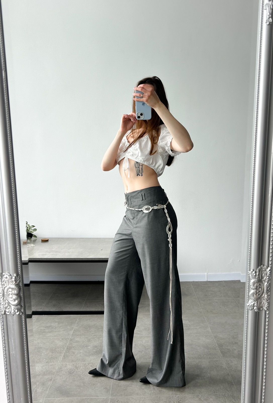 Vintage Vintage H&M low waist classic gray pants Y2K office siren Size 32" / US 10 / IT 46 - 4 Thumbnail
