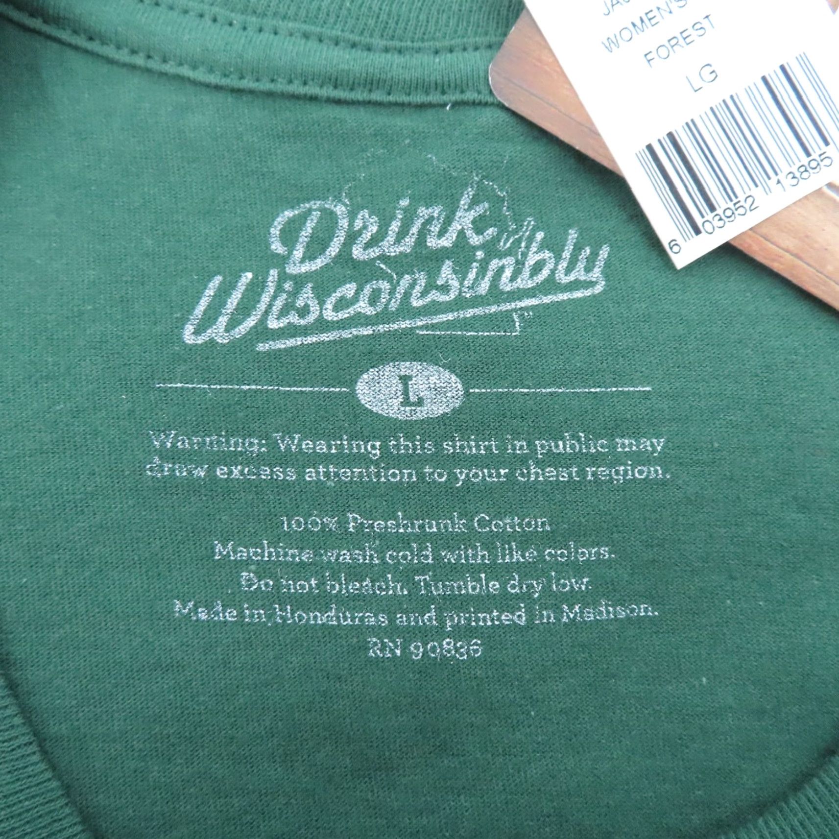 Vintage Drink Wisconsinbly Womens Large Green Crew Neck Short Sleeve T Shirt NEW Size L / US 10 / IT 46 - 5 Thumbnail