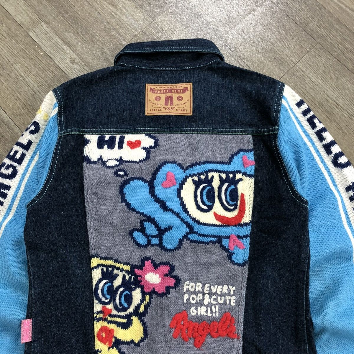 Angel Blue × Hysteric Glamour × Japanese Brand 2000s Angel Blue - Iconic Design Panda Knitted Denim Jacket Size US XXS / EU 40 - 2 Thumbnail