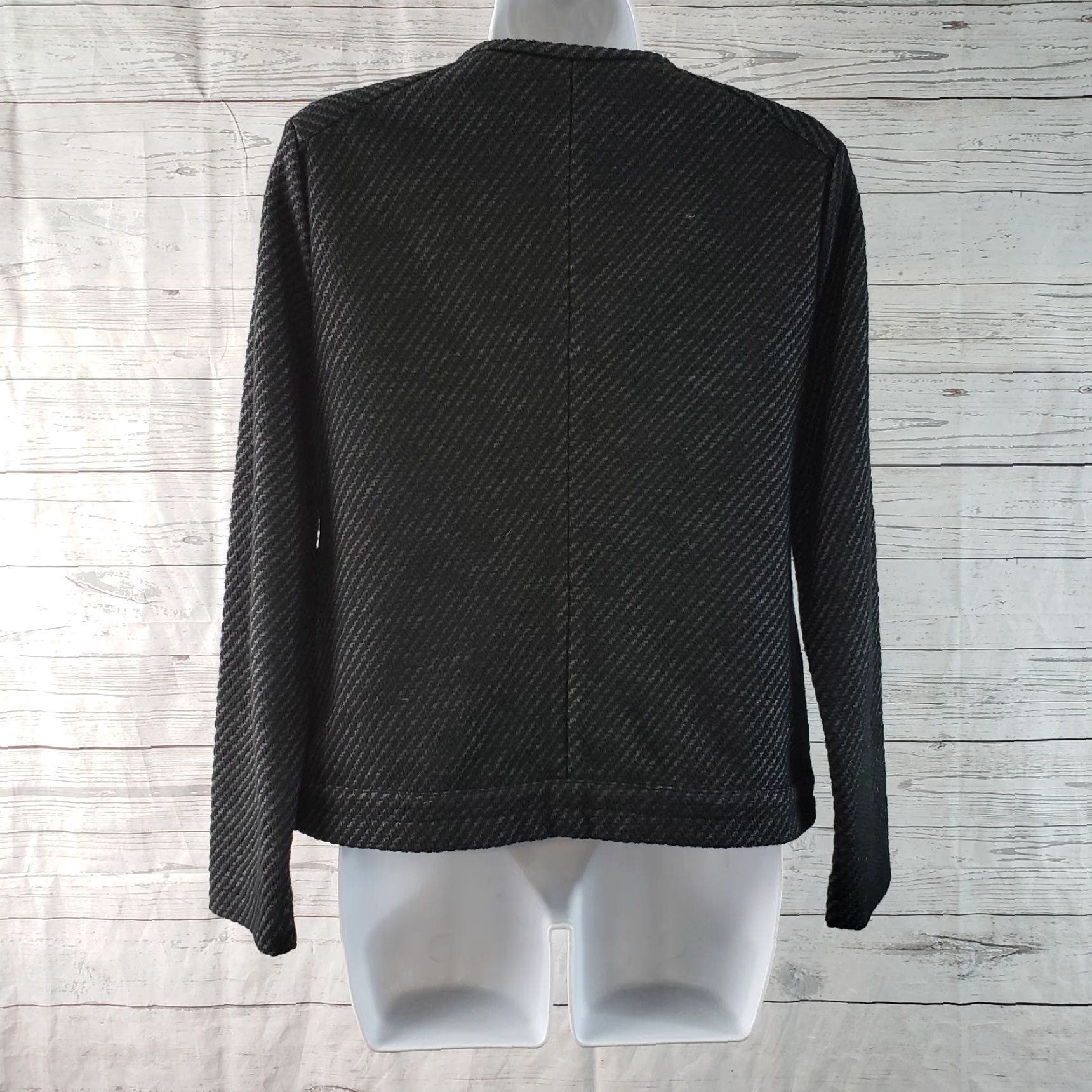 Ann Taylor Ann Taylor Womens Moto Jacket Size Small Black Gray Snap Button Cotton Blend Jacket Womens Small Black Moto 90s? Size S / US 4 / IT 40 - 4 Thumbnail