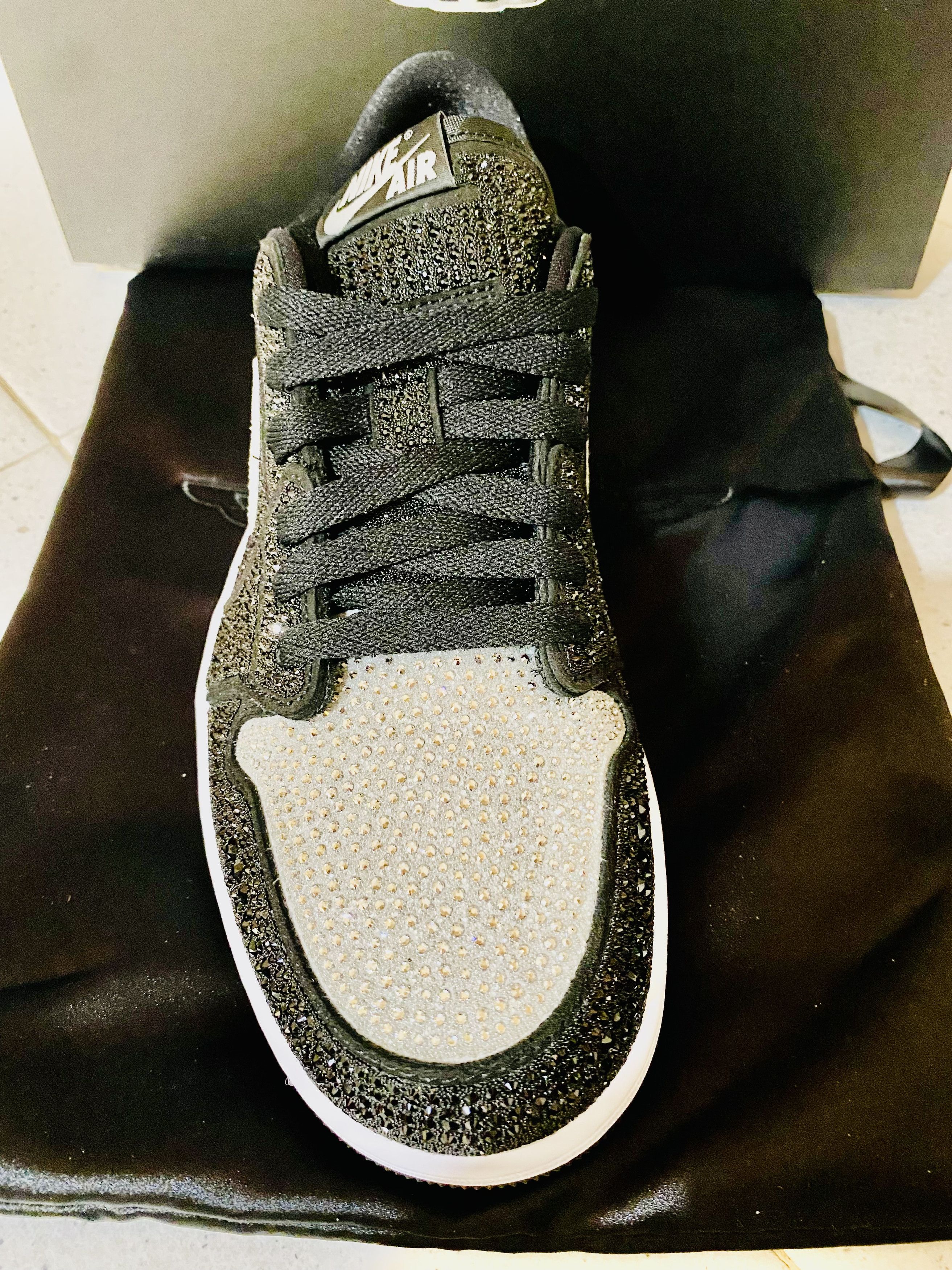 Jordan Brand Swarovski x Air Jordan 1 Low Stealth Sneakers Nere Size US 9.5 / IT 39.5 - 4 Thumbnail