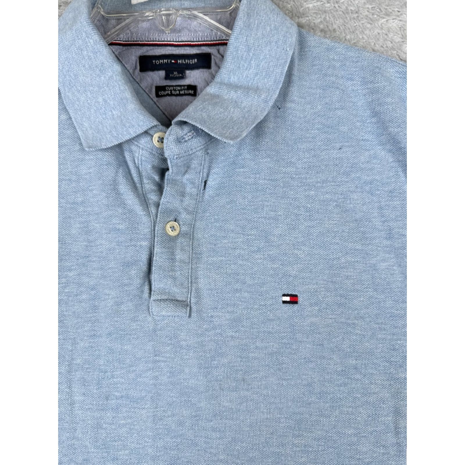 Tommy Hilfiger VINTAGE Tommy Hilfiger Polo Shirt Mens XL Blue Short Sleeve Knit Custom Fit Regular Fit Polo Golf Sports Shirt Mens XL Blue Size US XL / EU 56 / 4 - 7 Thumbnail
