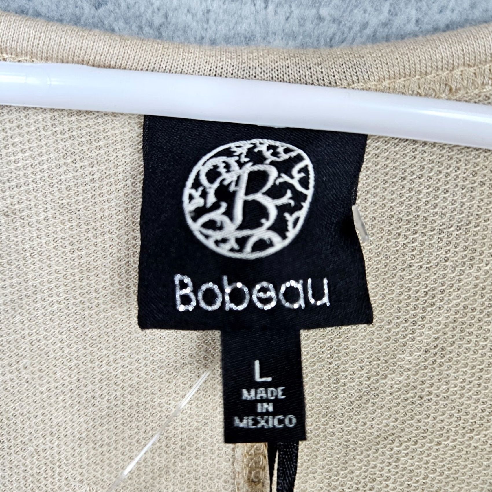 Vintage Bobeau Top Shirt Women L Beige Round Neck Short Sleeve Button Back Size L / US 10 / IT 46 - 5 Thumbnail
