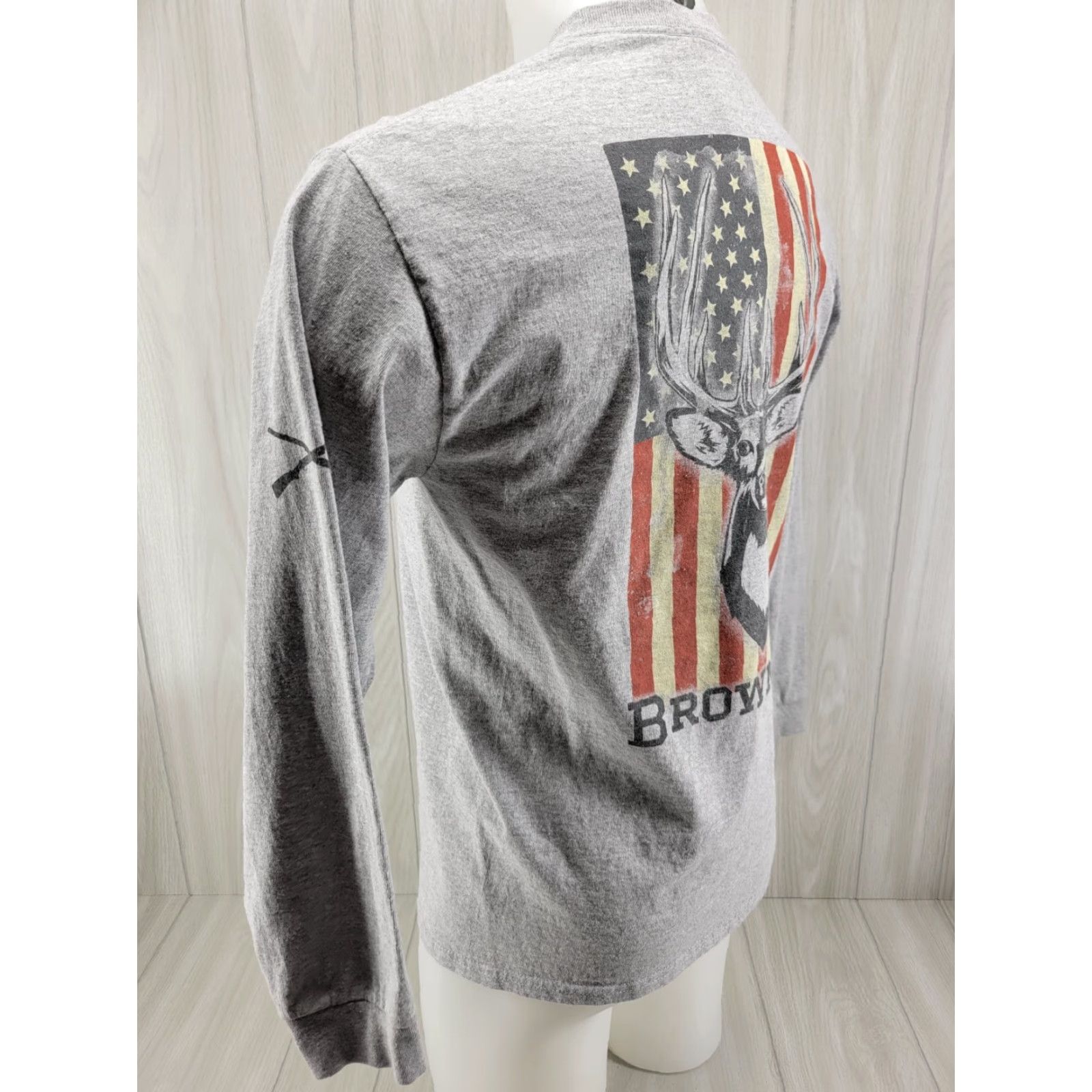 Vintage Browning Hunting Gray Long Sleeve T-Shirt Mens Medium Flag Patriotic Size US M / EU 48-50 / 2 - 7 Thumbnail