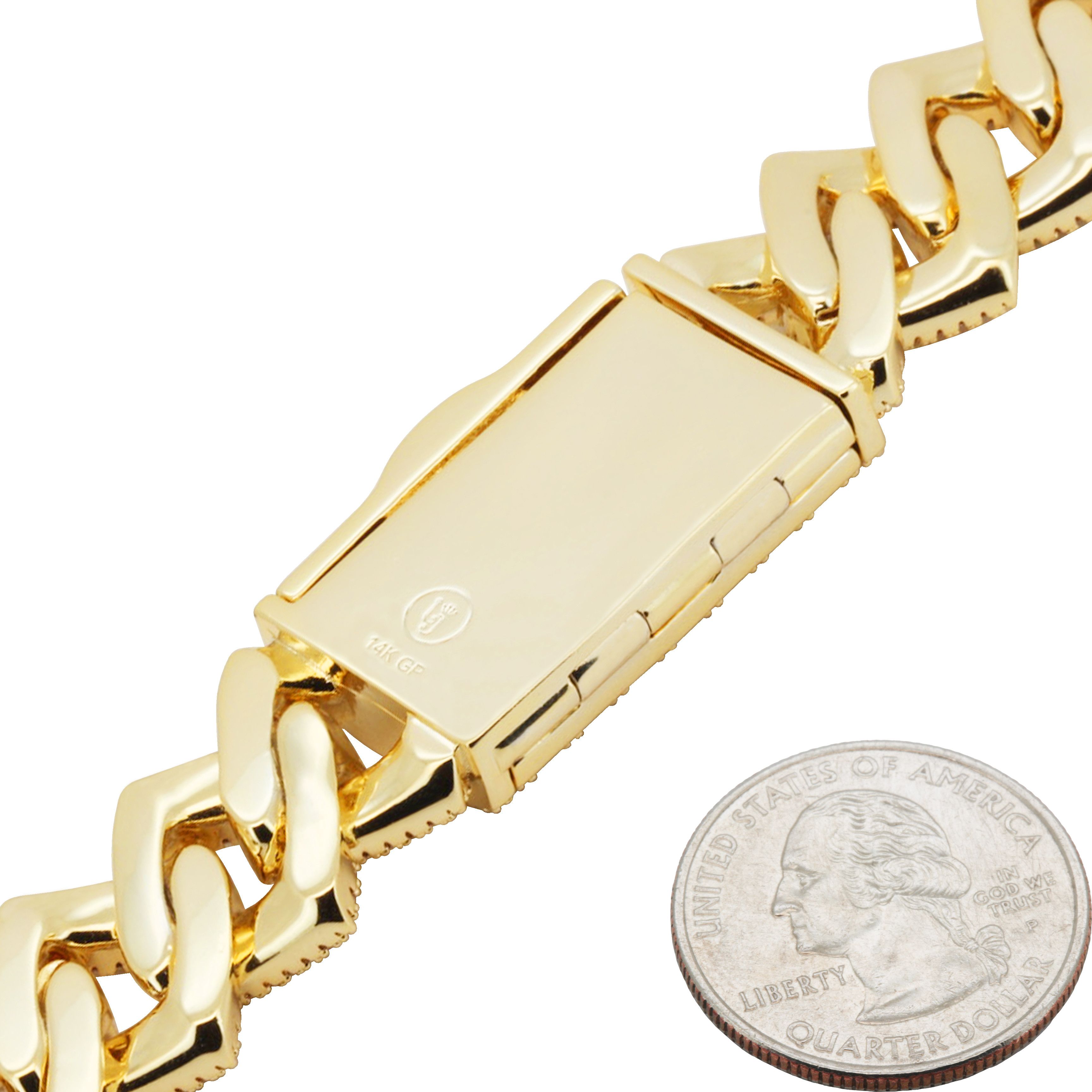 Other 14k Yellow Gold Plated AAA CZ 18mm Cuban Link Bracelet 8.5” Size ONE SIZE - 4 Thumbnail