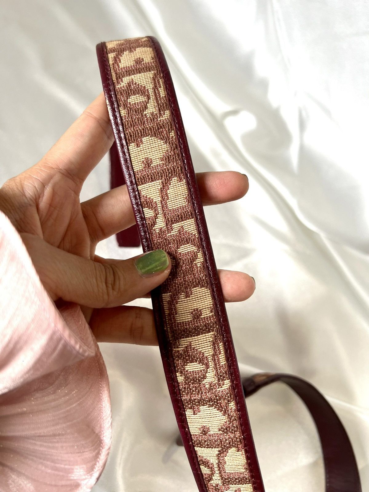 Dior Dior Leather Belt – Burgundy/Beige Monogram Size ONE SIZE - 5 Thumbnail