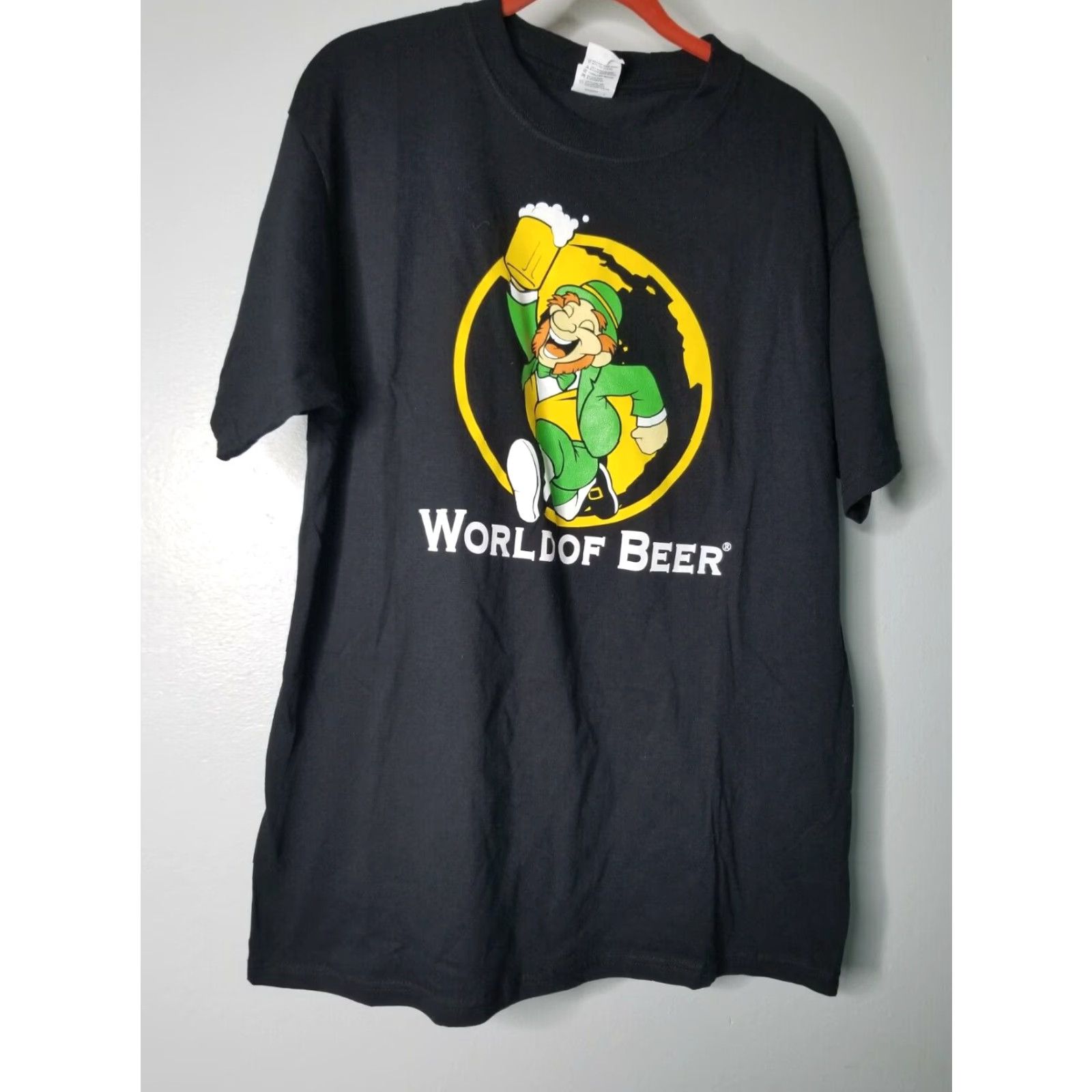 Jerzees World of Beer Leprechaun Black Short Sleeve Mens T-Shirt Large Size US L / EU 52-54 / 3 - 2 Thumbnail