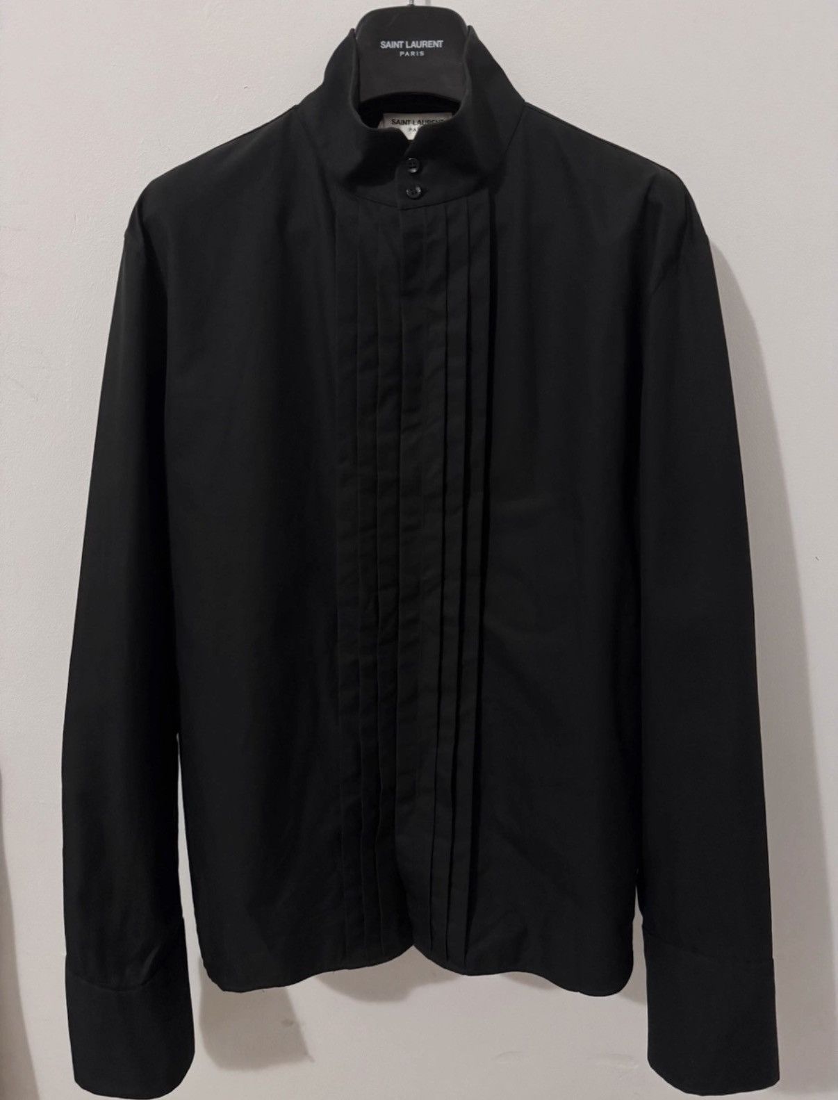 Saint Laurent Paris SLP) 24SS "Black Knight" Stand Collar Accordion Pleat Shirt Size US XXL / EU 58 / 5 - 1 Thumbnail