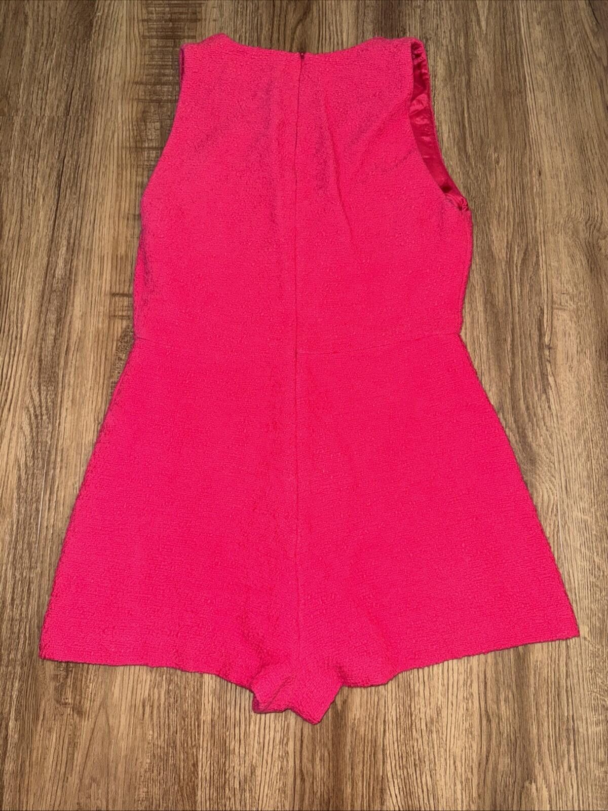 Zara Zara Hot Pink Tweed Textured Weave Romper EUC Size Small Size 28" / US 6 / IT 42 - 9 Thumbnail