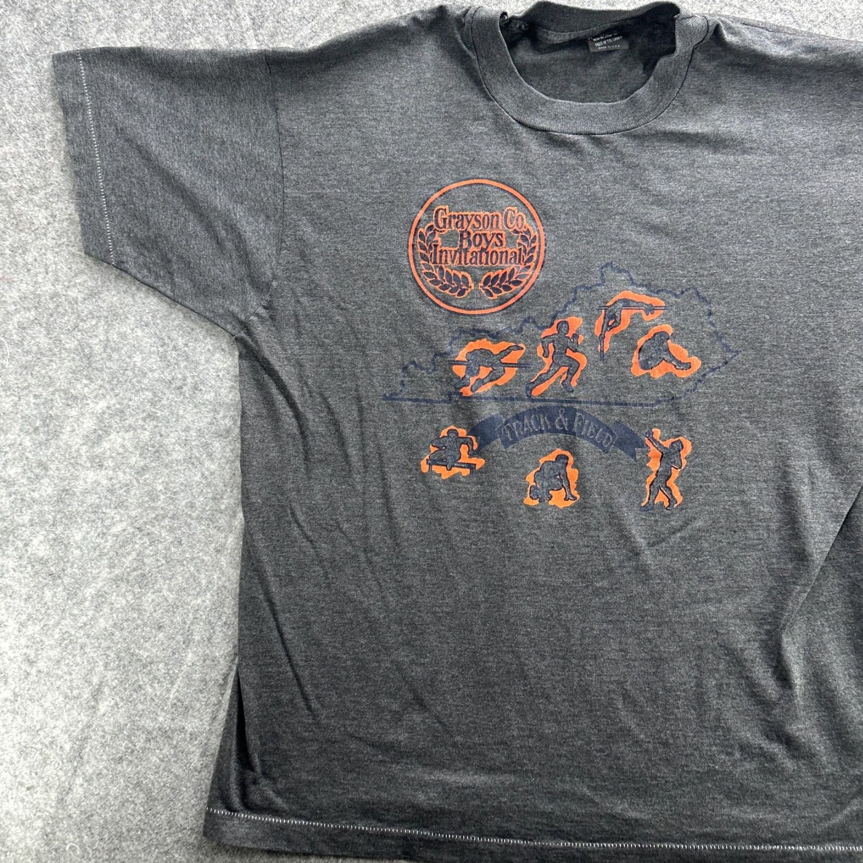 Fruit Of The Loom VINTAGE Grayson Co. Boys Invitational Shirt Mens XL Gray Track & Field USA 90s Shirt Mens XL Gray Heather Charcoal Graphic Print US Made 1990s Size US XL / EU 56 / 4 - 3 Thumbnail