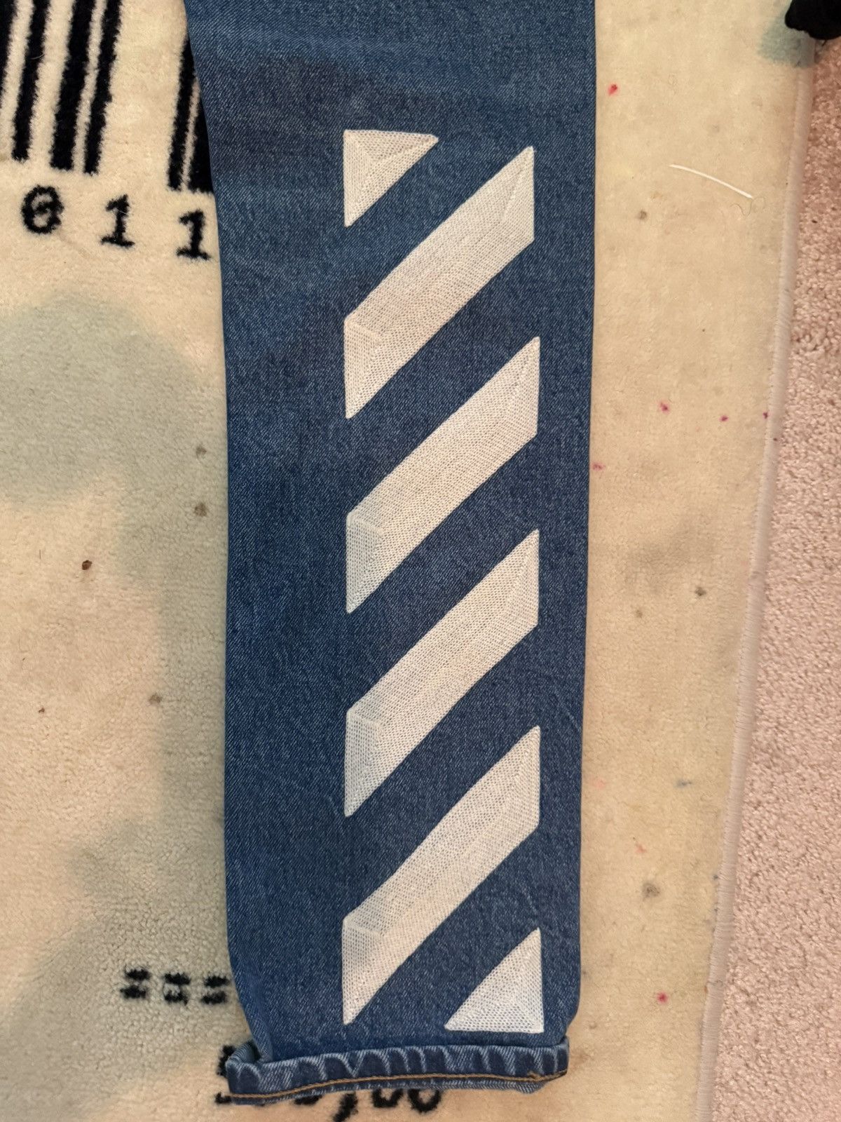 Off-White Off-White Denim Jeans – Diagonal Stripe Print Size US 29 - 3 Thumbnail