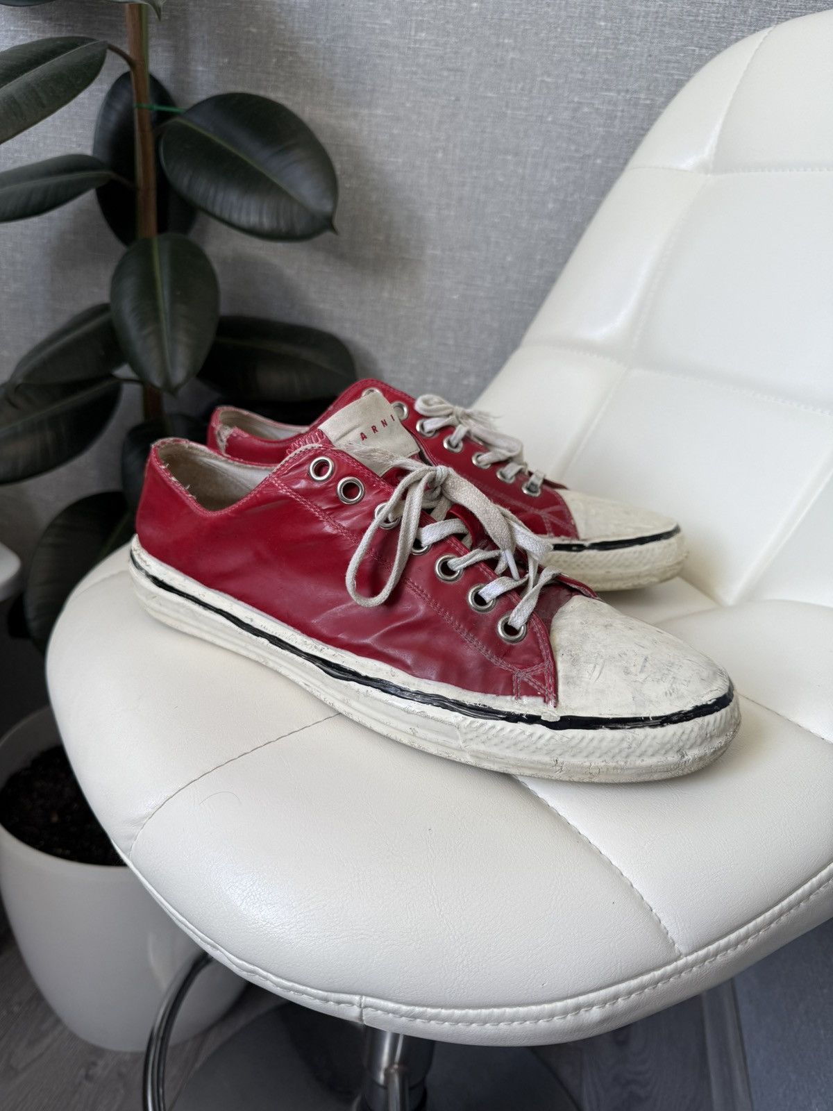 Marni MARNI Gooey Red Converse Low Top Destroyed Sneakers Size 43 Size US 10 / EU 43 - 8 Thumbnail