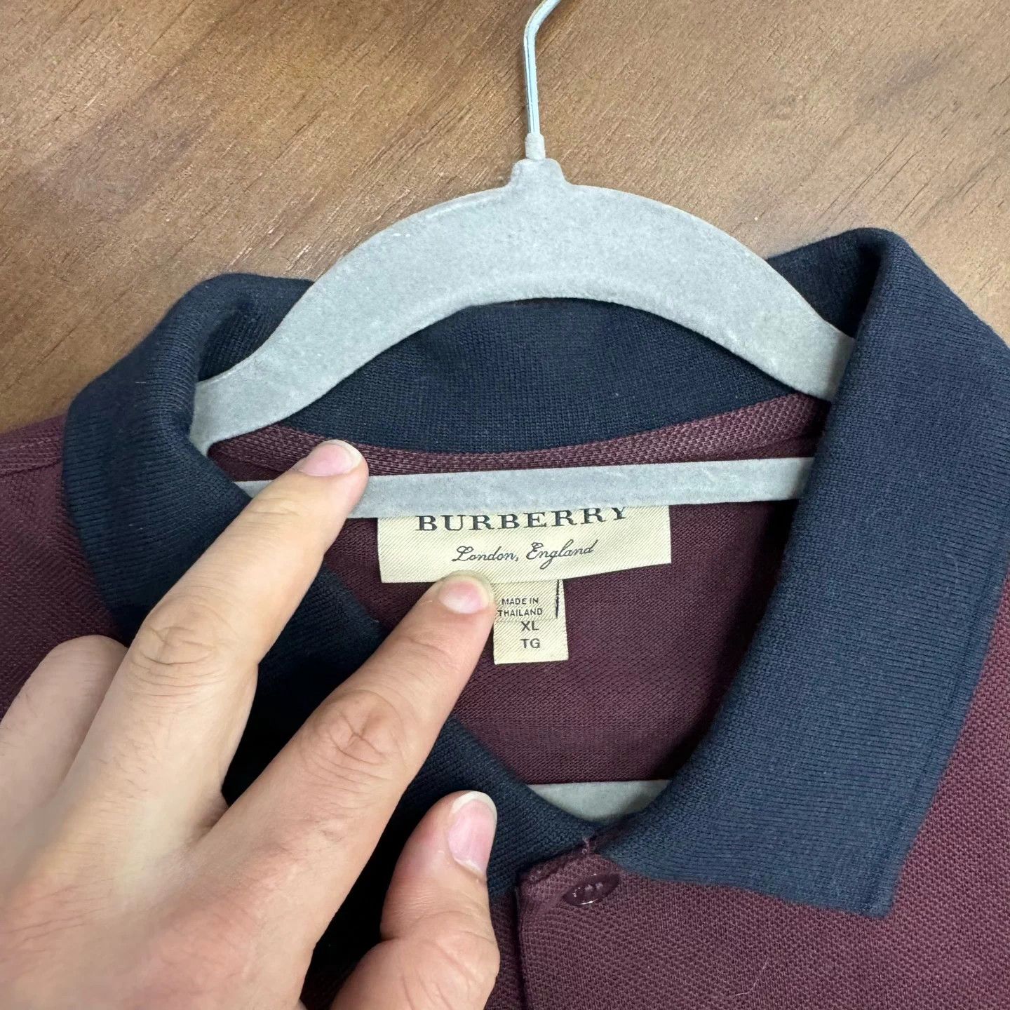 Burberry Burberry Polo Shirt Burgundy XL - Excellent Condition Size US XL / EU 56 / 4 - 3 Thumbnail