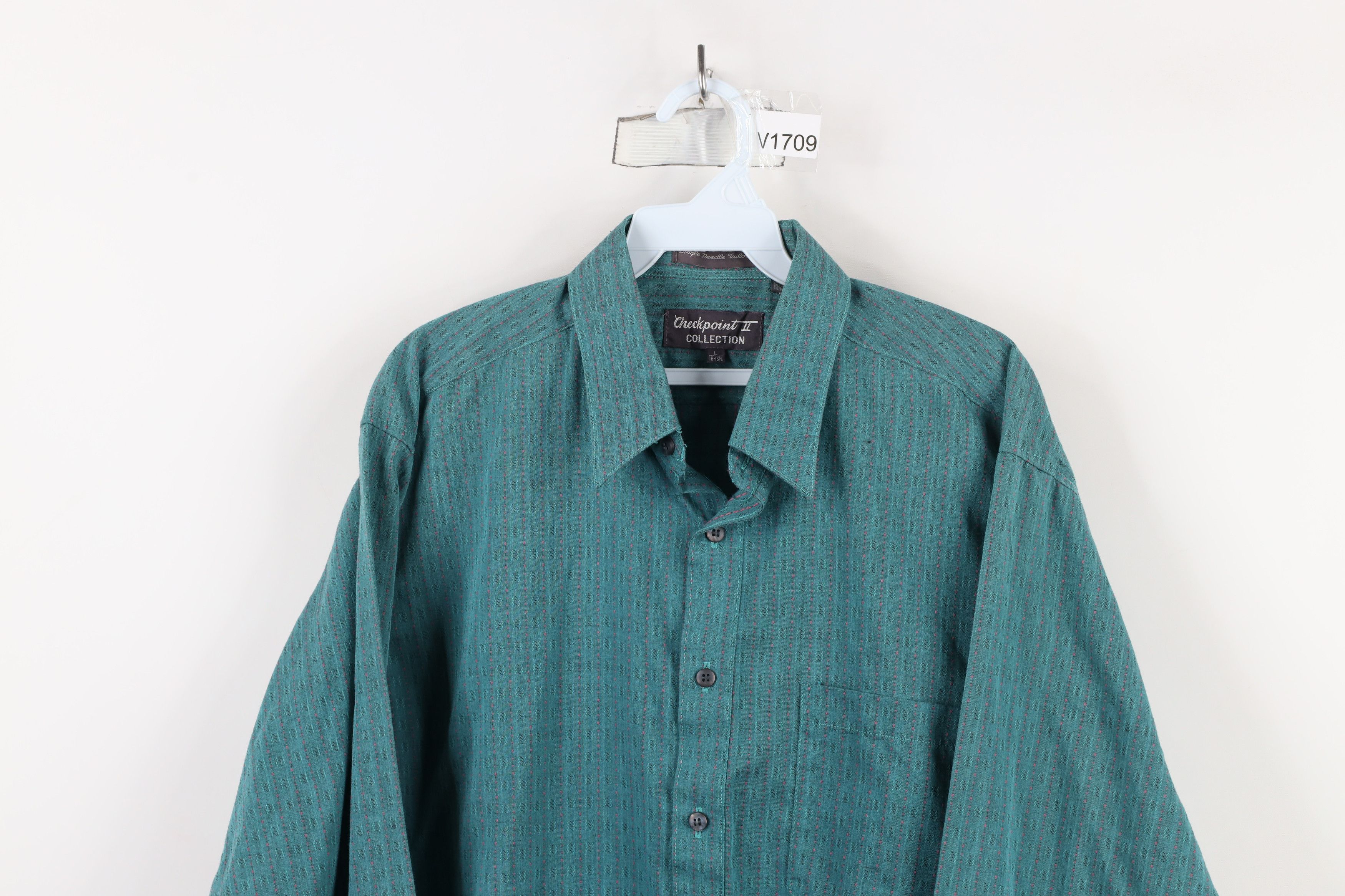 Vintage Vintage 90s Streetwear Needle Striped Collared Button Shirt Size US L / EU 52-54 / 3 - 2 Thumbnail